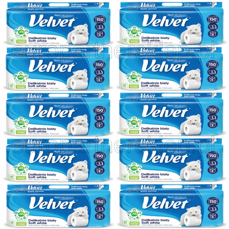 

Papier toaletowy Velvet Soft 10 opak. 80x18m|1464m