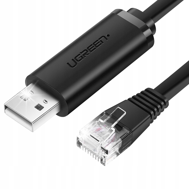 Ugreen kabel konsolowy przejściówka USB - Ethernet RJ45 1,5m czarny (CM204)