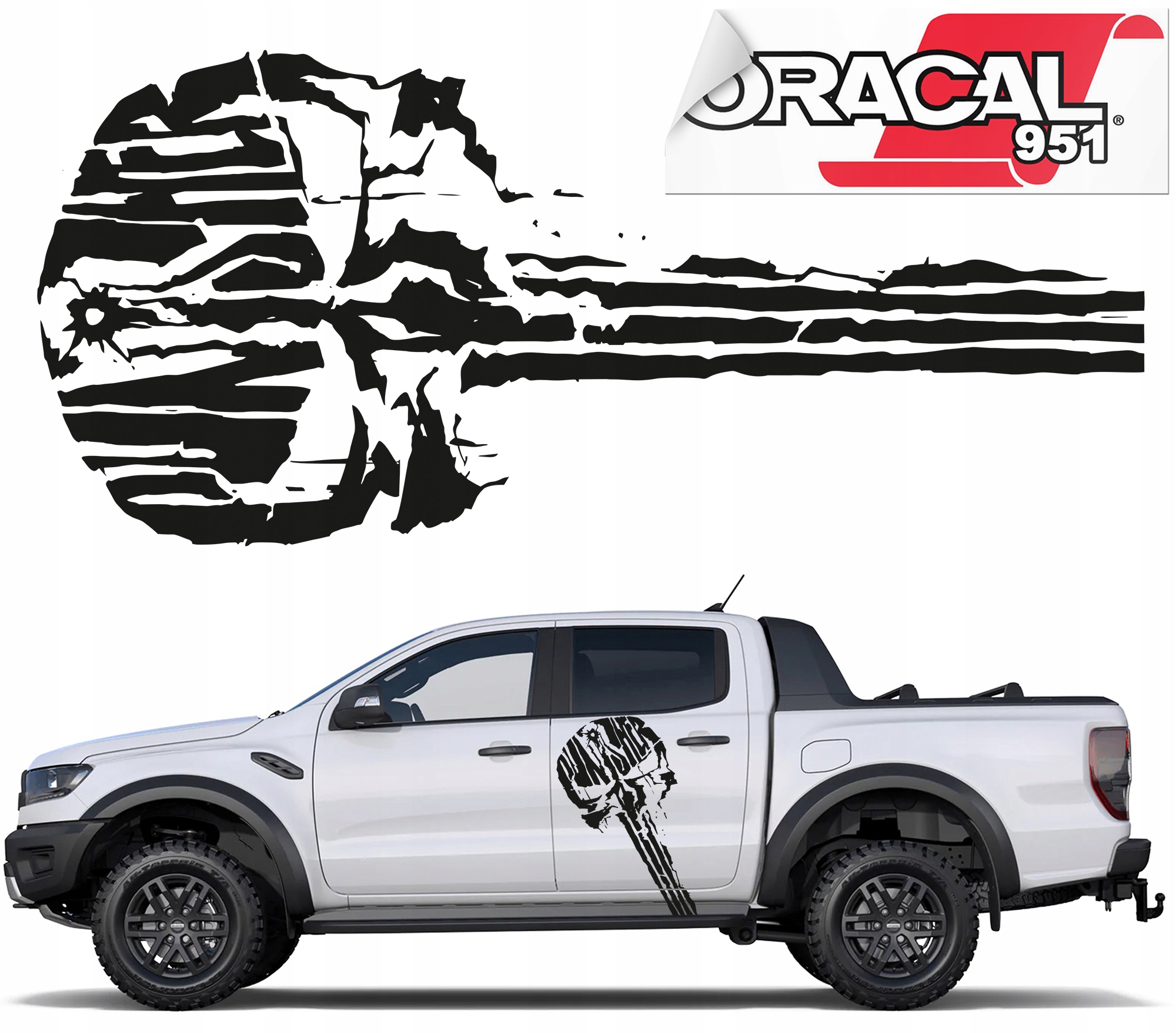 Наклейка на автомобиль Каратель череп 98X44 см 951