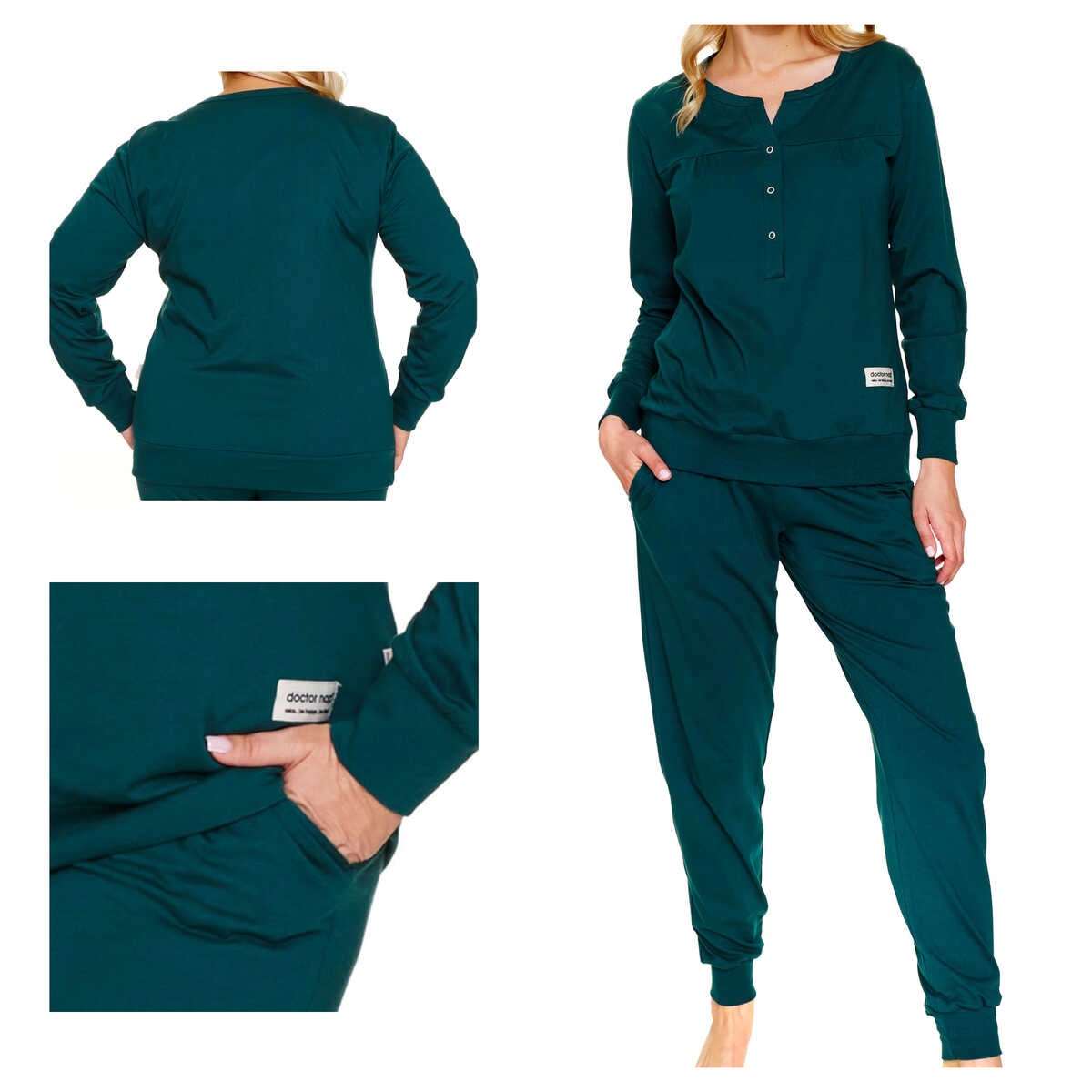 Doctor Nap Dámské bavlněné pyžamo s dlouhým rukávem Pm 4349 emerald S