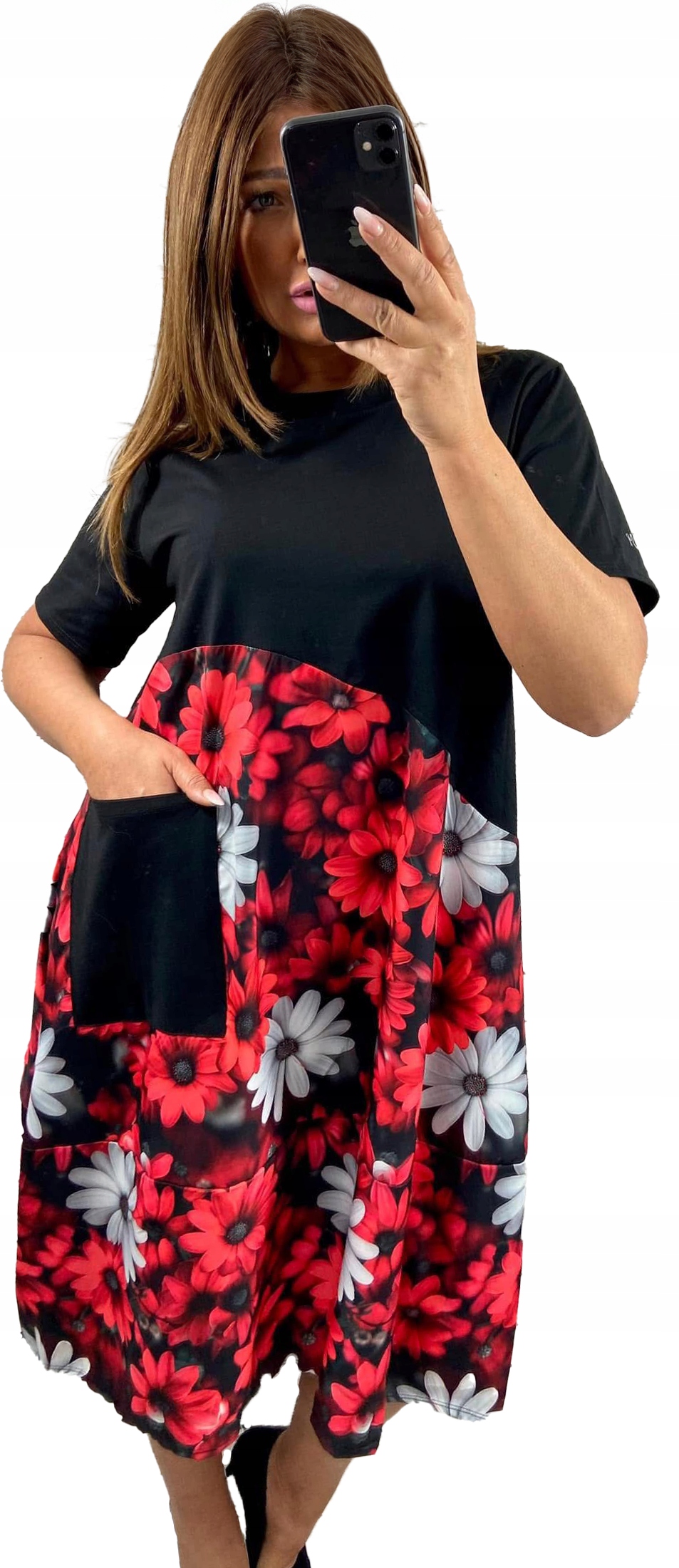 Dámská bavlněná tunika černá Elegantní Over Size velikost 50