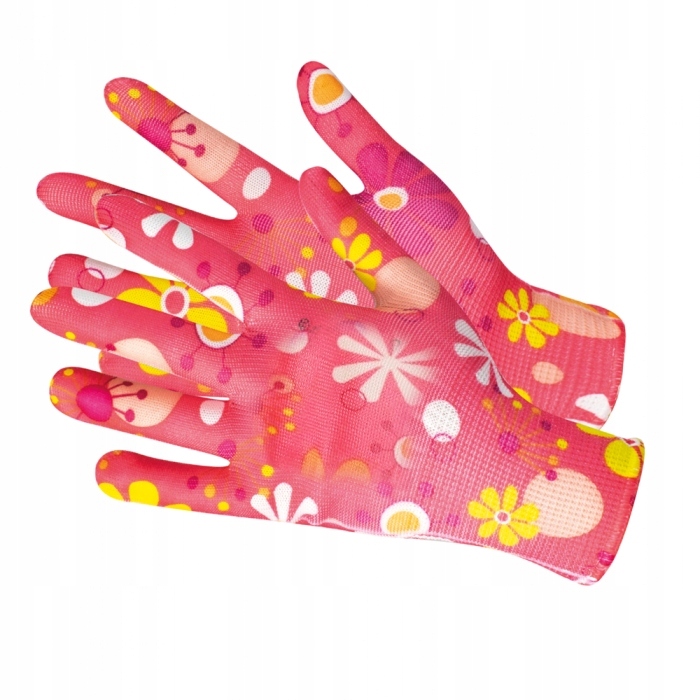 RĘKAWICZKI RĘKAWICE OGRODOWE W KWIATKI S/M