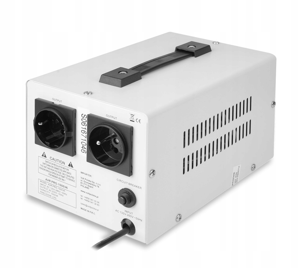 STABILIZATOR NAPIĘCIA SIECIOWEGO AVR 1000VA płynna regulacja napięcia VOLT Silnik brak informacji