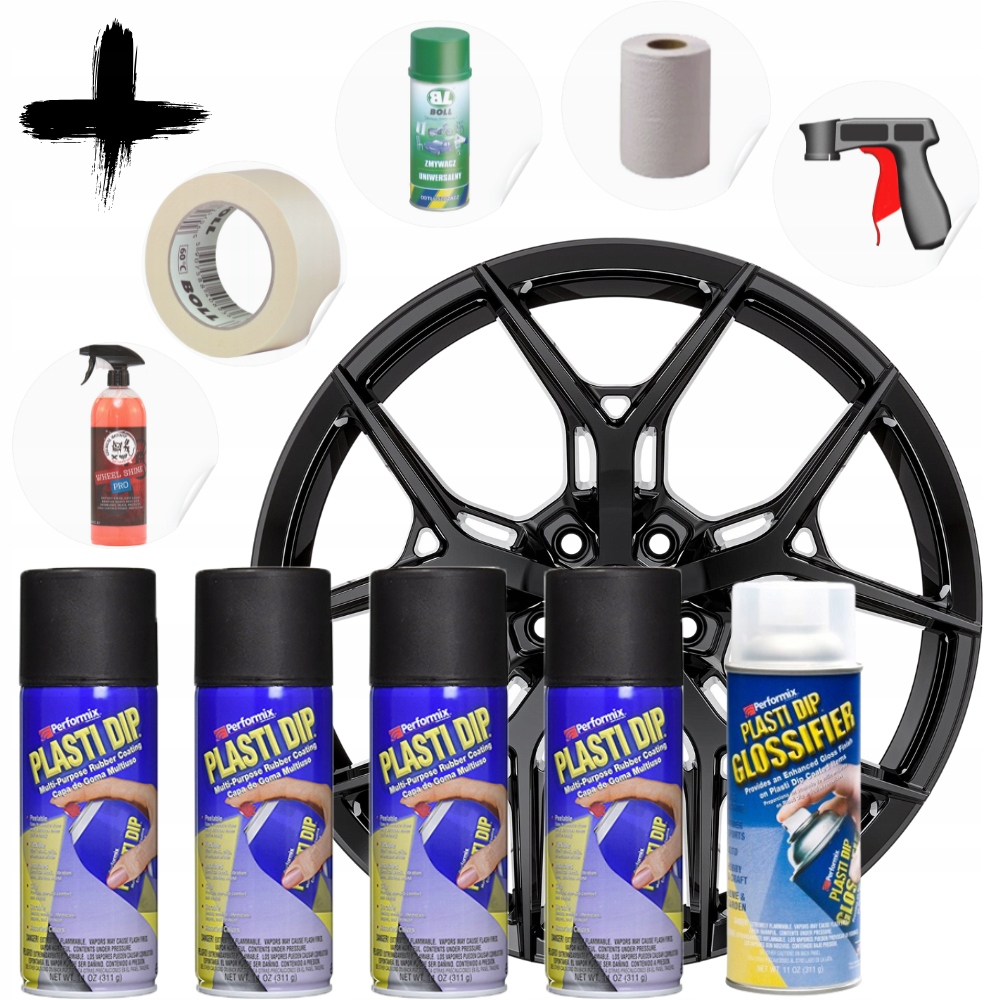 Sada na disky Plasti Dip PlastiDip Black Lesk Glossy Black