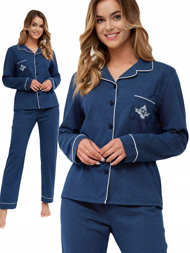 Leveza Marina rozpinana piżama damska z kołnierzykiem XXL