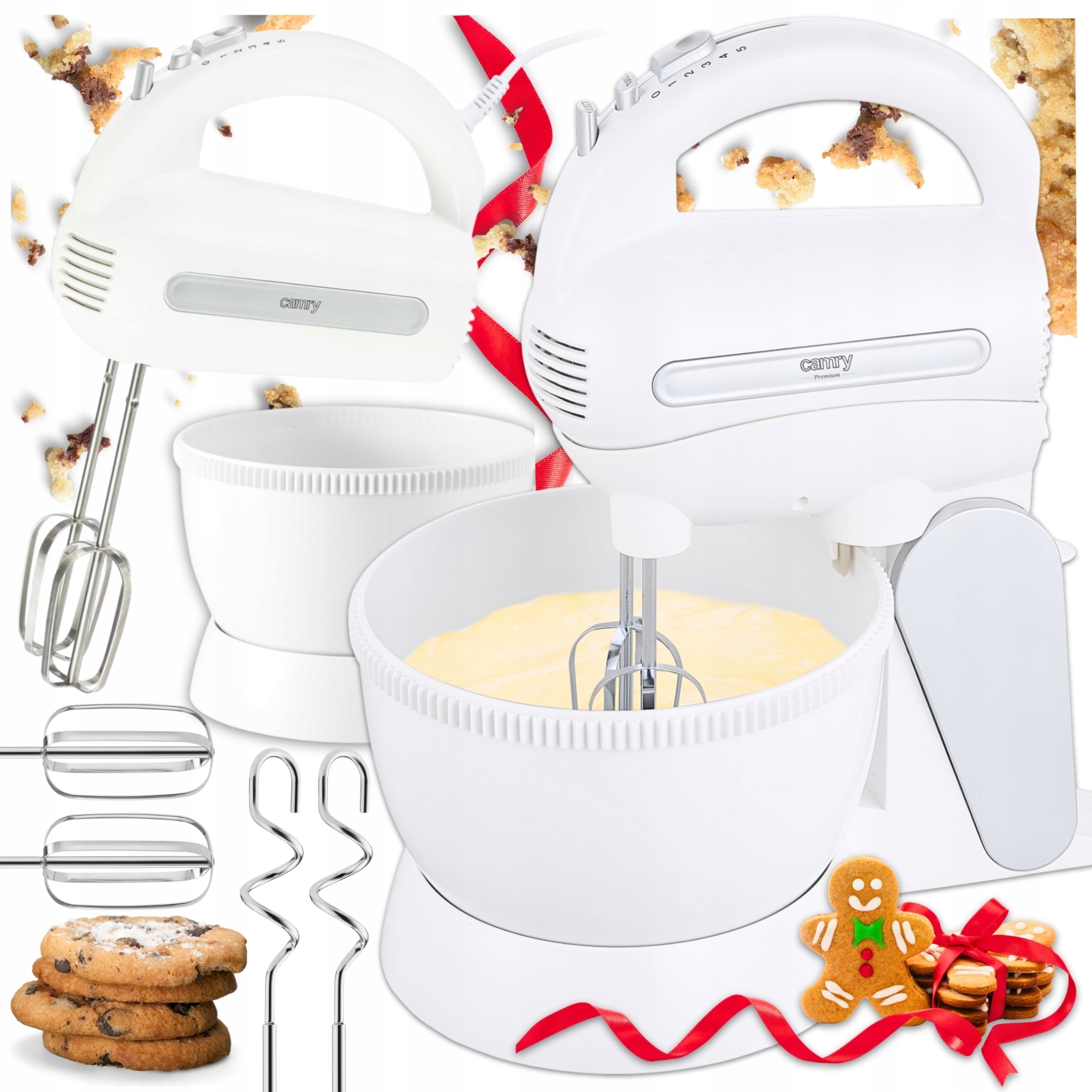 Mikser Z Misą Obrotową Ręczny Robot Planetarny Kuchenny Turbo 5 Prędkości