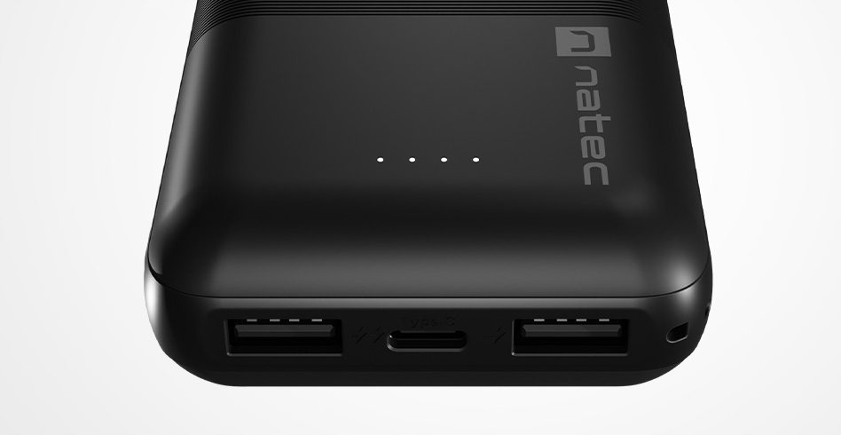 POWERBANK NATEC TREVI COMPACT 10000MAH 2xUSB USB-C Prąd wyjściowy 2,1 A