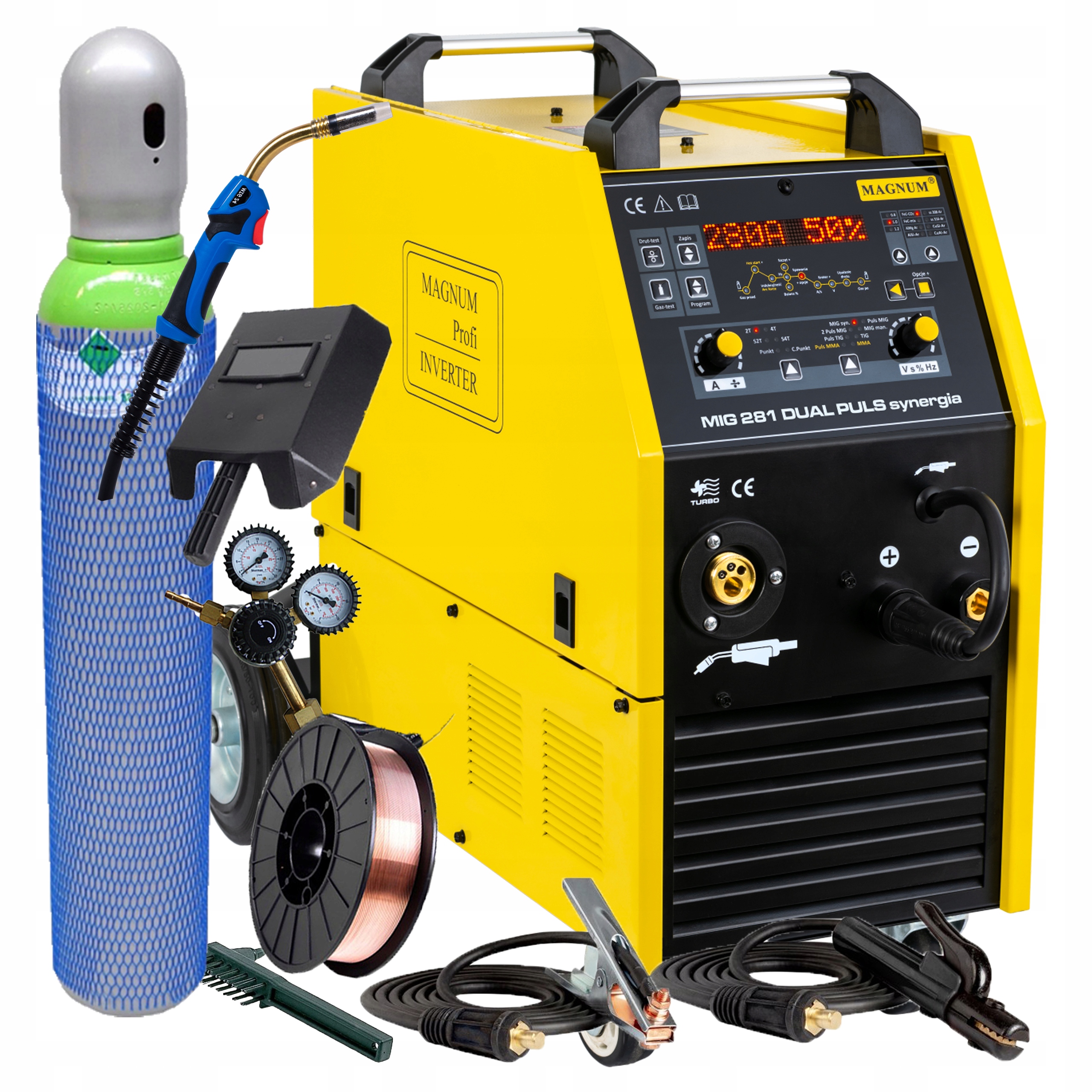 Spawarka Migomat Magnum Mig 281 Dual Puls Synergia 280A Lutospawanie 3W1