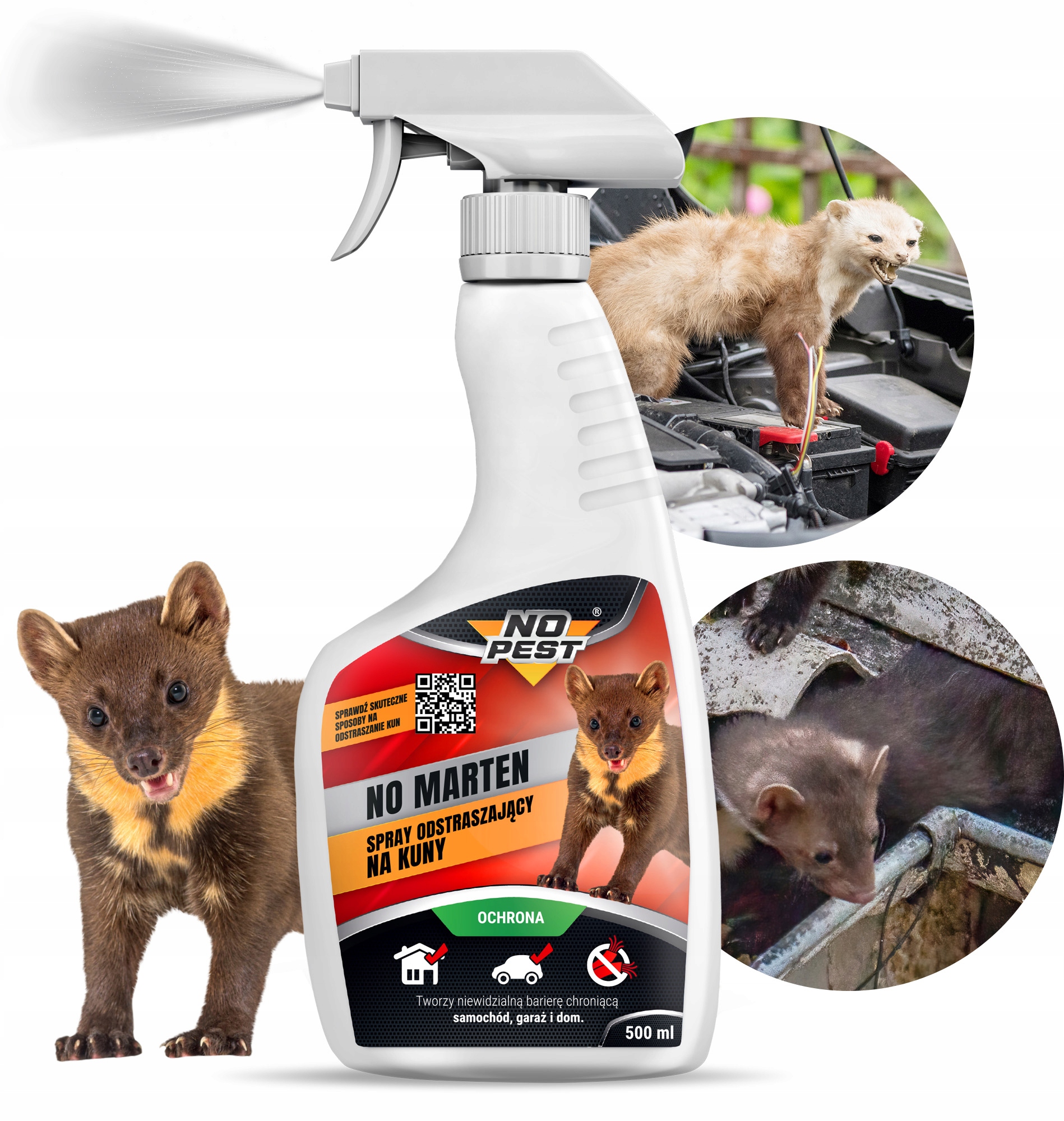 SPRAY ŚRODEK PREPARAT DO OCHRONY SILNIKA KABLI AUTA PRZED KUNAMI NO PEST