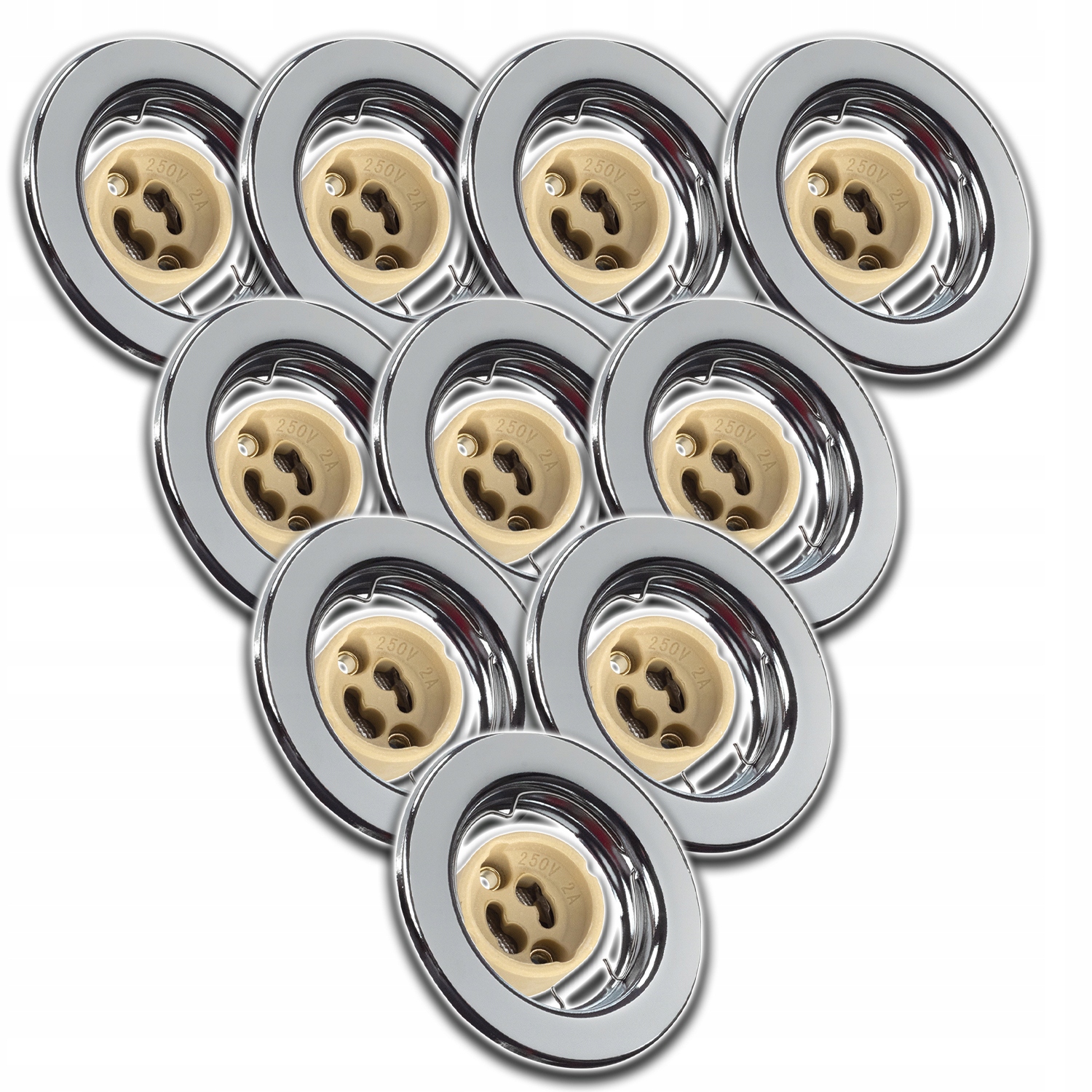 10xKRUHOVÁ Stropní Objímka Chrom+žárovka GU10 1,5W Nw Neutrální+zásuvka