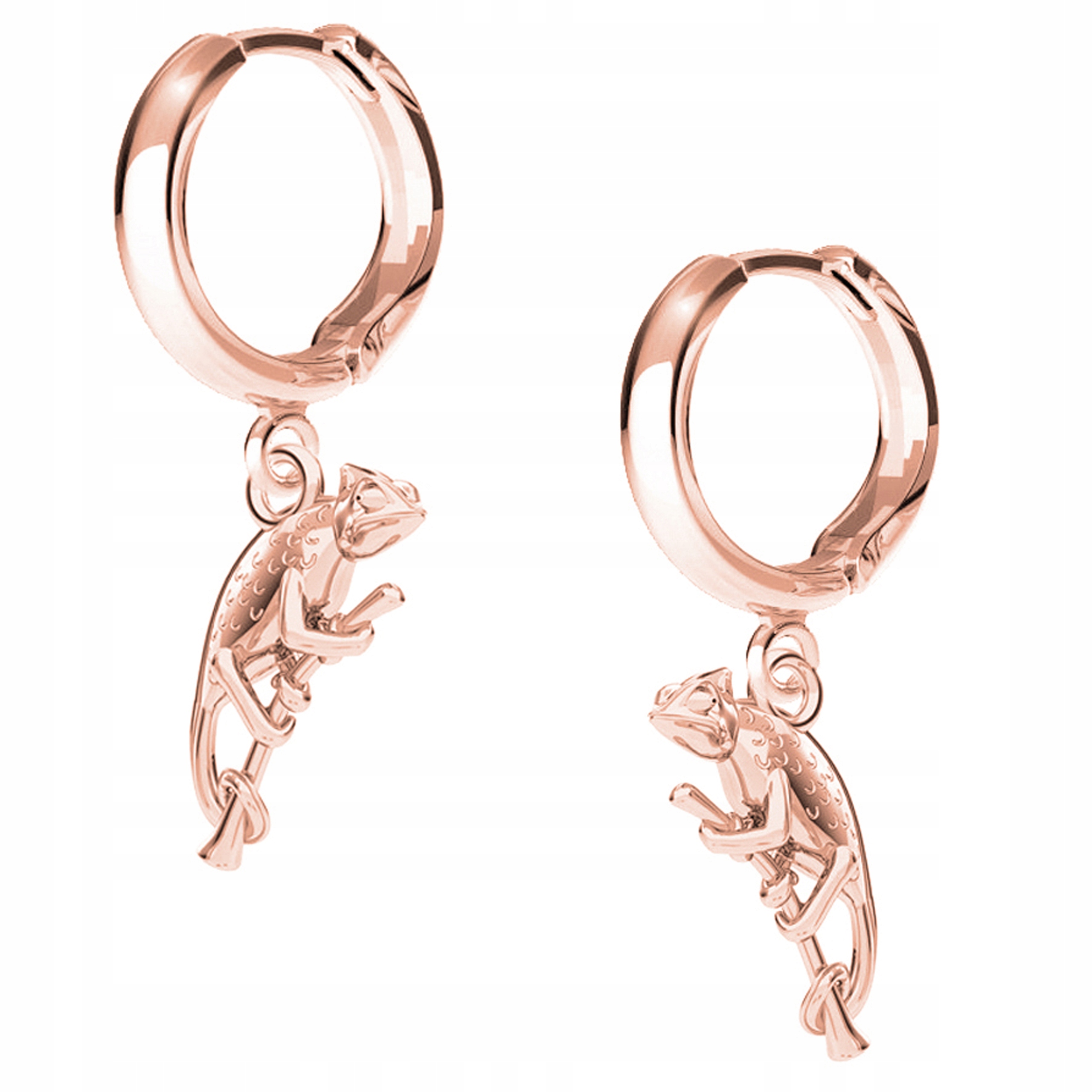 Náušnice Chameleon Ještěrka růžové zlato