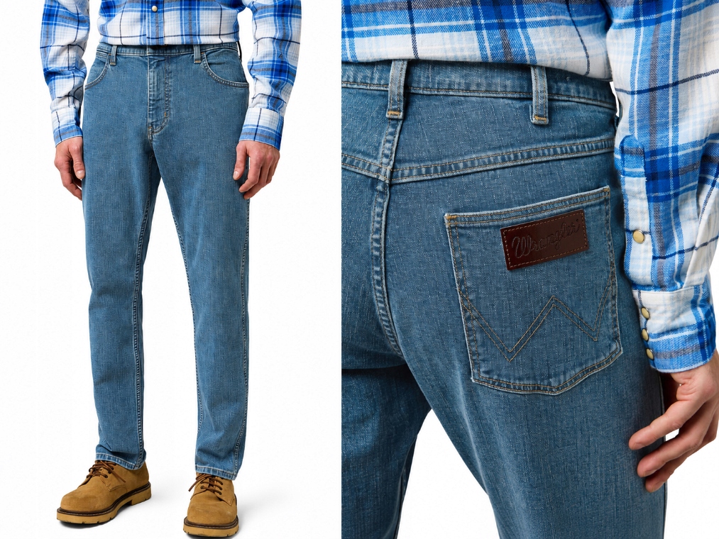 Wrangler Greensboro modré pánské jednoduché džínové kalhoty Steel W40 L32