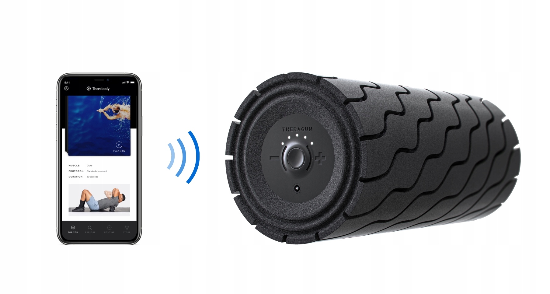 Роликовый вибромассажер Theragun Wave Измерение скорости