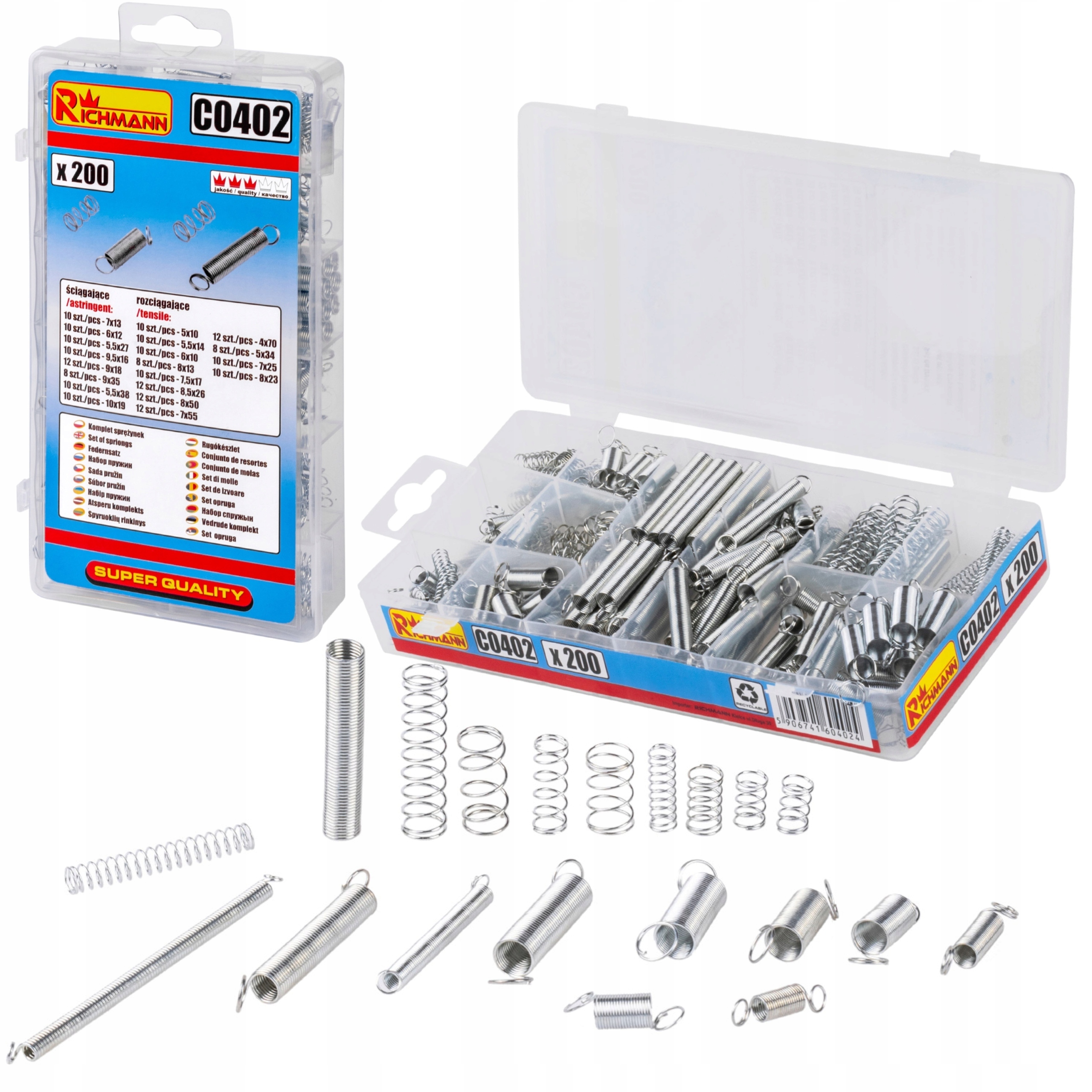 KOMPLET SPRĘŻYNEK 200SZT SPRĘŻYNKI RICHMANN C0402