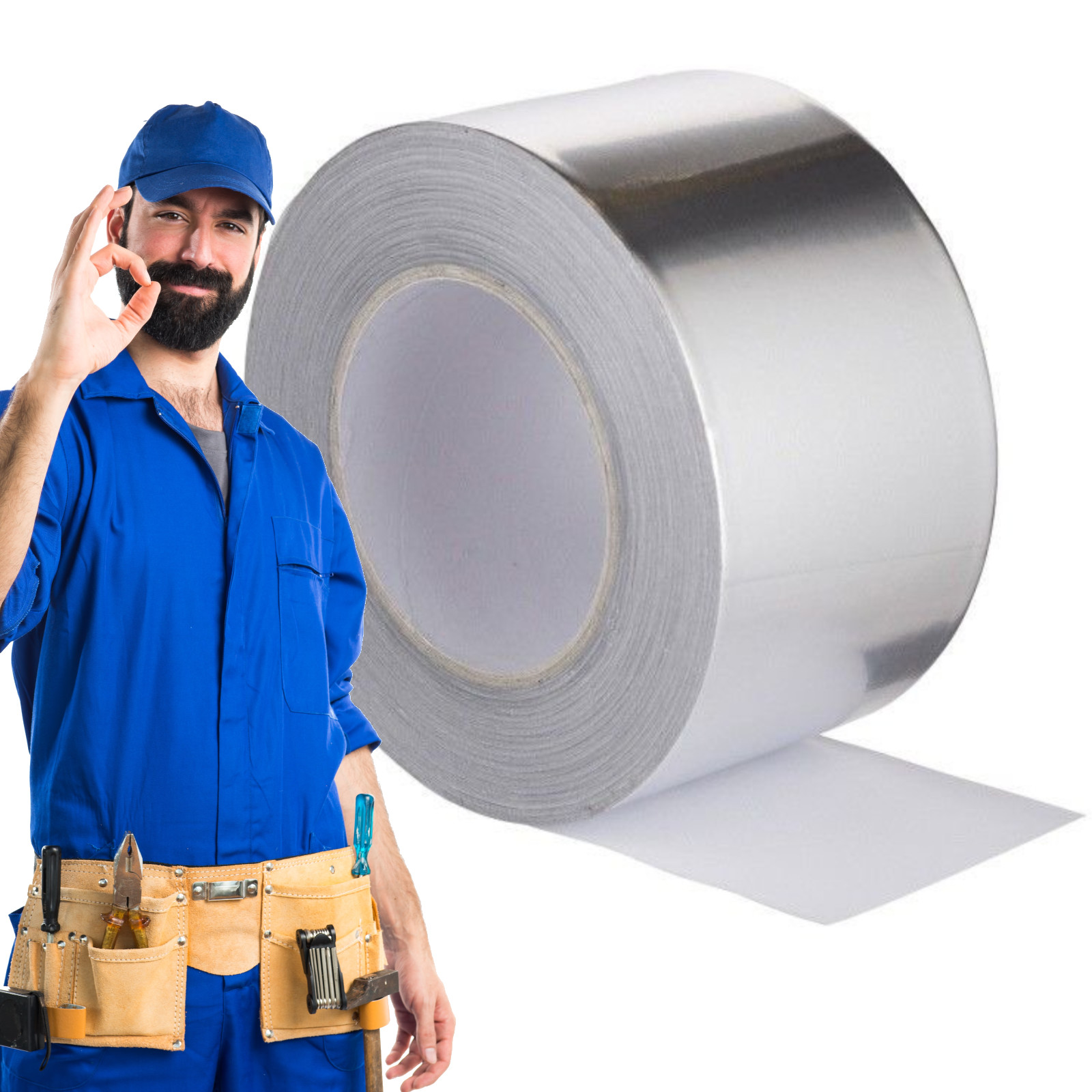 TAŚMA ALUMINIOWA SAMOPRZYLEPNA MOCNA 48mm 50 m GŁADKA WYTRZYMAŁA TAŚMA Stan opakowania oryginalne