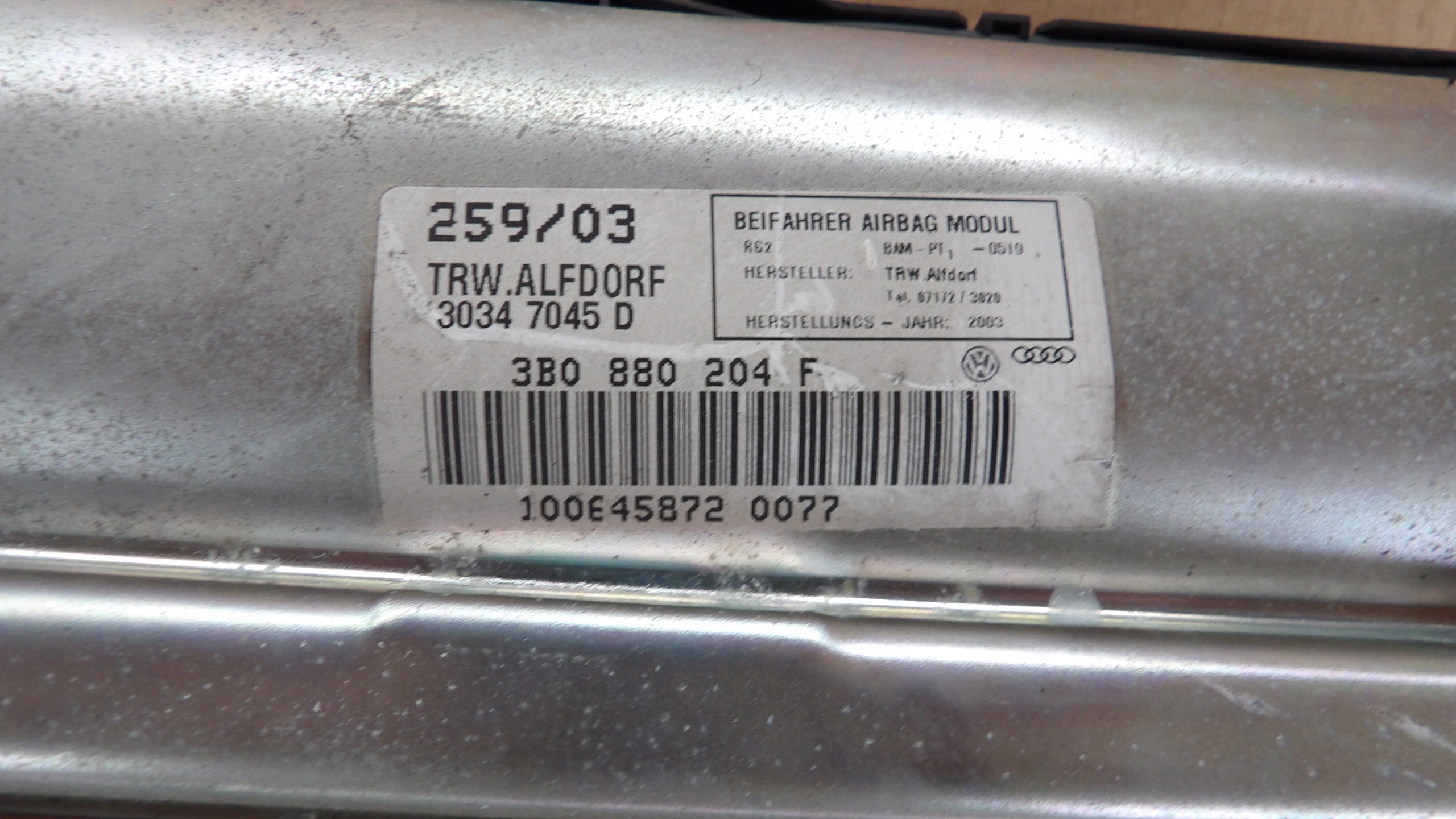 VW PASSAT B5 FL airbag airbag spolujezdce