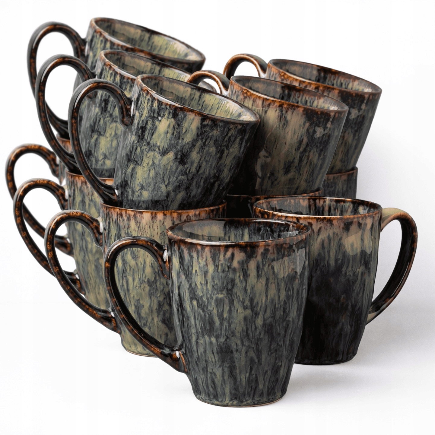 Sada hrnčekov pre 12 osôb Moderný kávový set do umývačky riadu Žlto-zelená