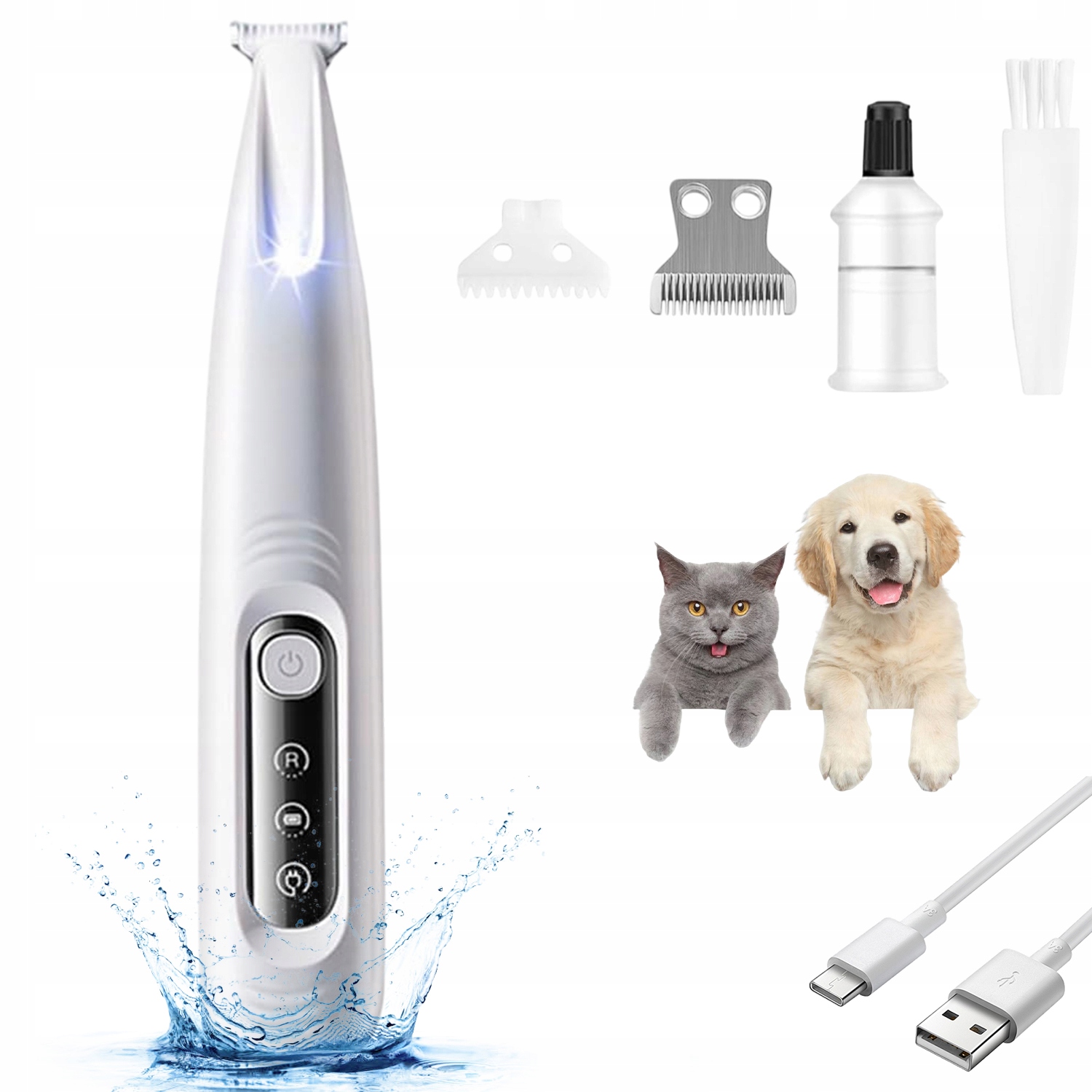 Bezdrátový Zastřihovač Pro Tiché Stříhání Psa A Kočky 16*3 CM, Bílý