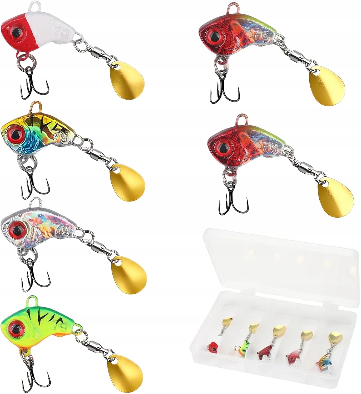 PRZYNĘTY WĘDKARSKIE OBROTOWE 6 SZTUK SPINNER Z PUDEŁKIEM