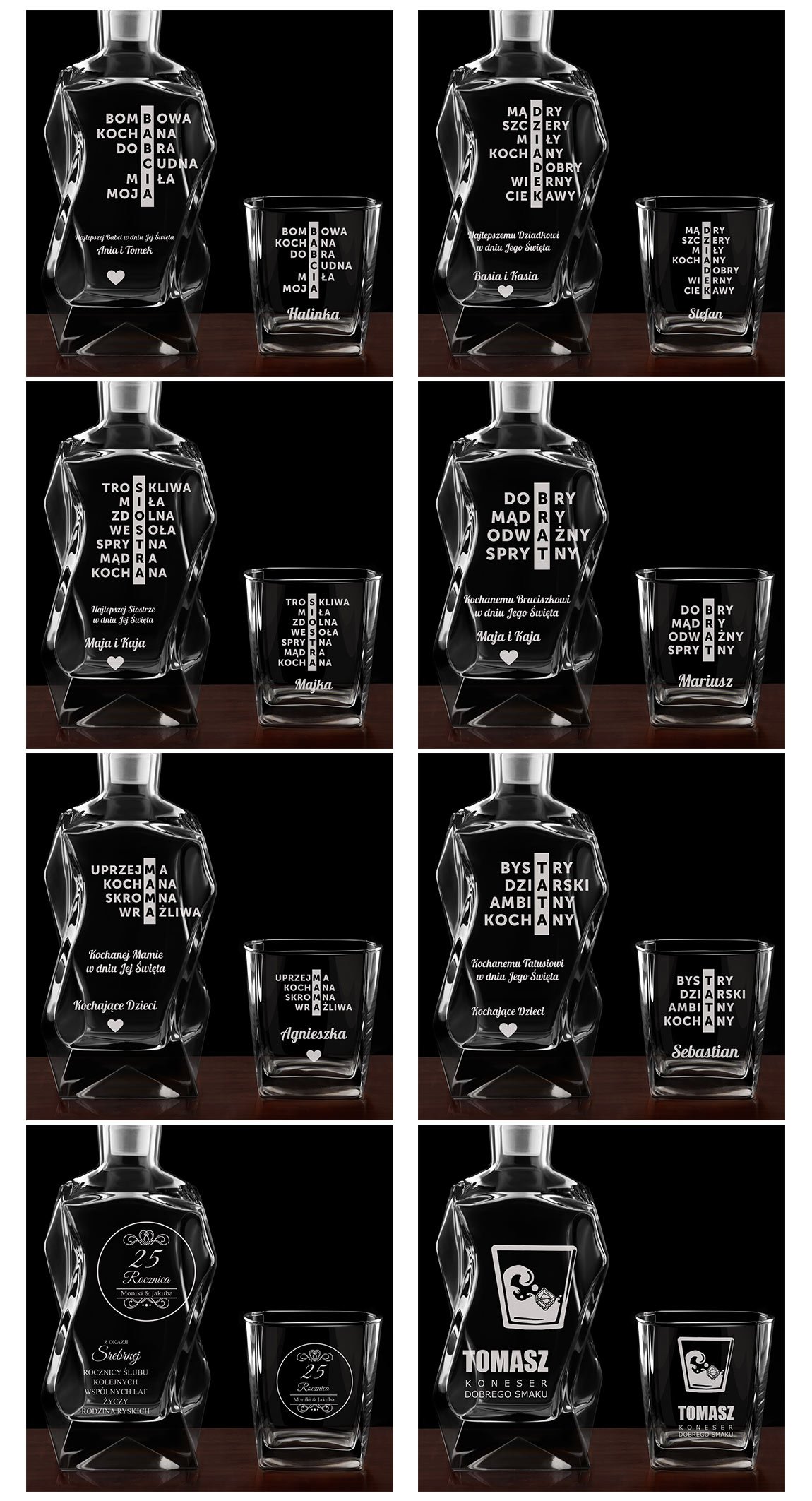 Zestaw do Whisky Karafka z Grawerem 6 Szklanek Prezent Tata Facet Chłopak Marka Murrano