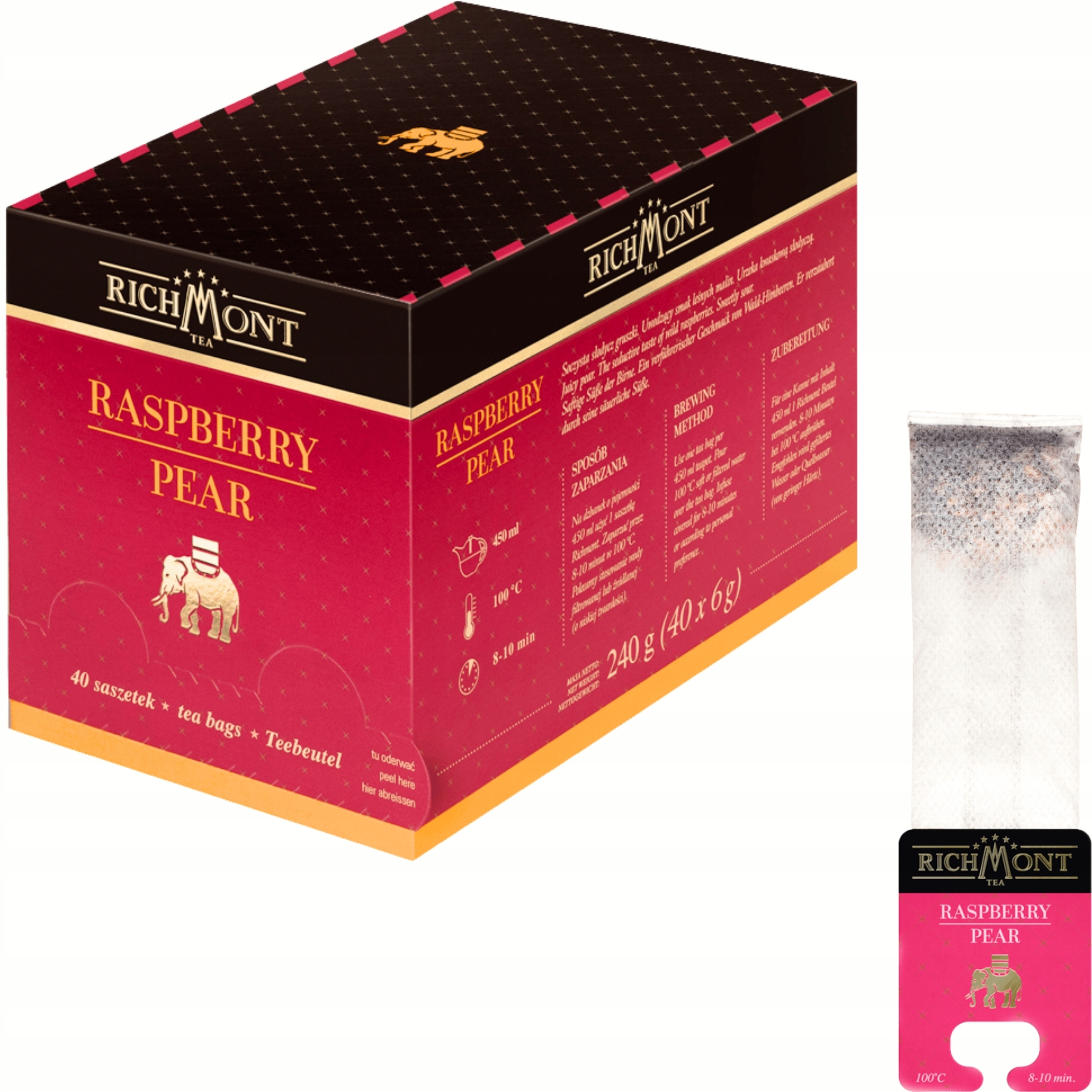 Richmont Herbatka owocowa Napar owocowy Saszetki 40 x 6 g Raspberry Pear