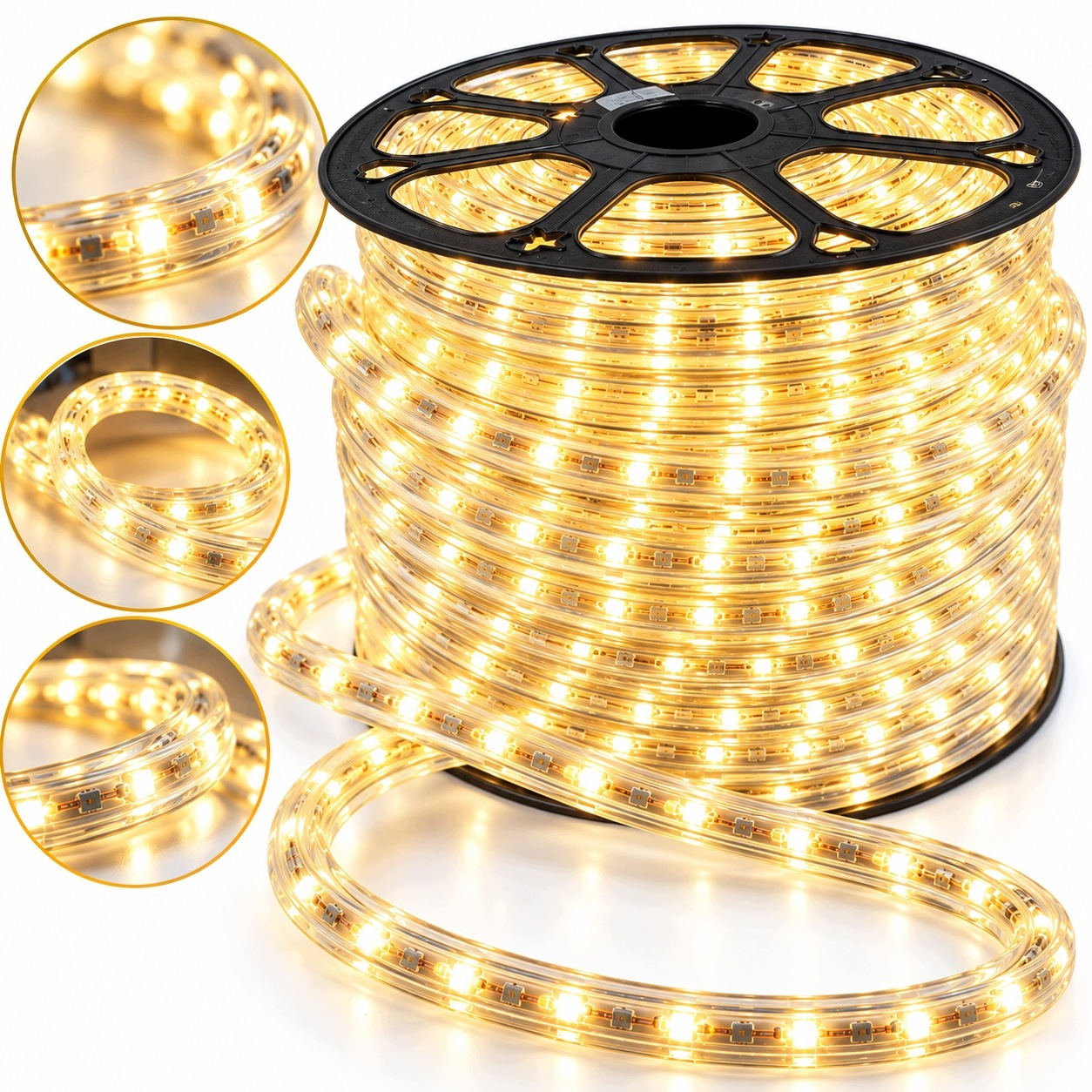 Wąż świetlny LED 13 mm 2 PIN w ciepłej bieli do dekoracji zewnętrznych