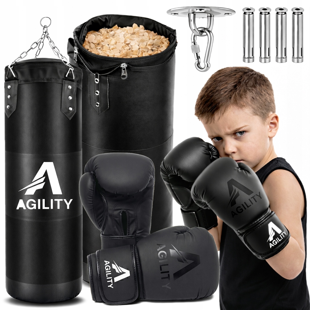 Worek treningowy Bokserski dla dzieci 60cm z Rękawicami Wypełnienie Uchwyt