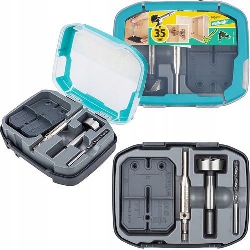 Wolfcraft Zestaw do montażu zawiasów puszkowych 35 mm szablon 5 ele 4656000