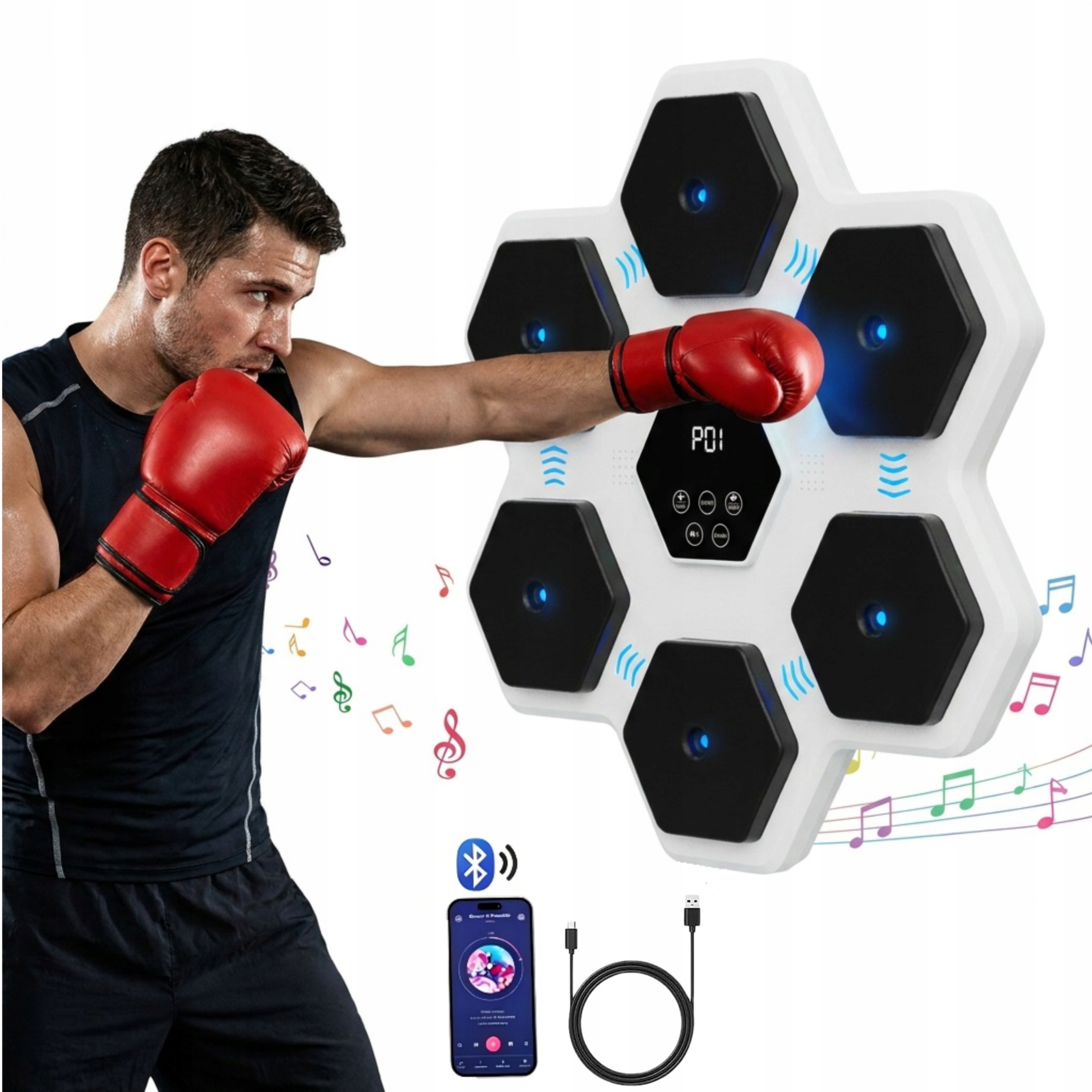 Elektroniczna Tarcza Bokserska Bluetooth Boks Muzyczna Maszyna do Boksu Led