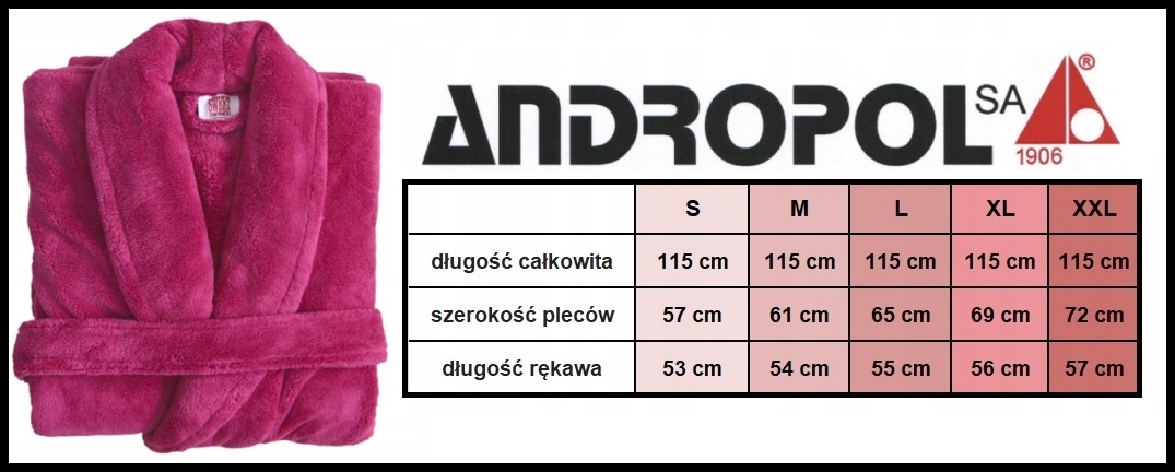 SZLAFROK MĘSKI DAMSKI ANDROPOL CIEPŁY GRUBY PODOMKA DO DOMU HOTELU SPA XL Rozmiar XL