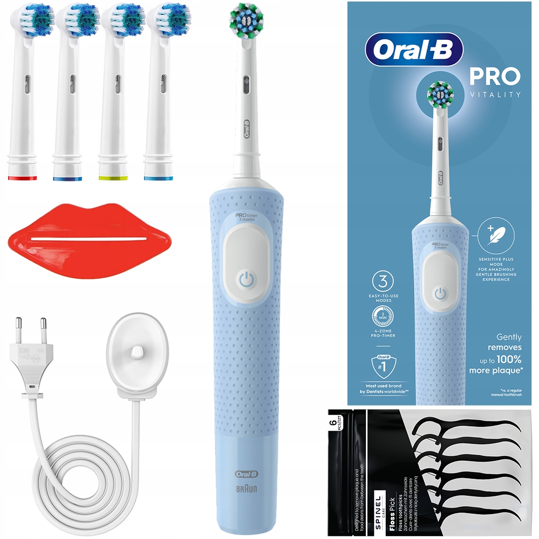 Szczoteczka Elektryczna Do Zębów Oral-b Vitality Pro D103 Niebieska Dodatki