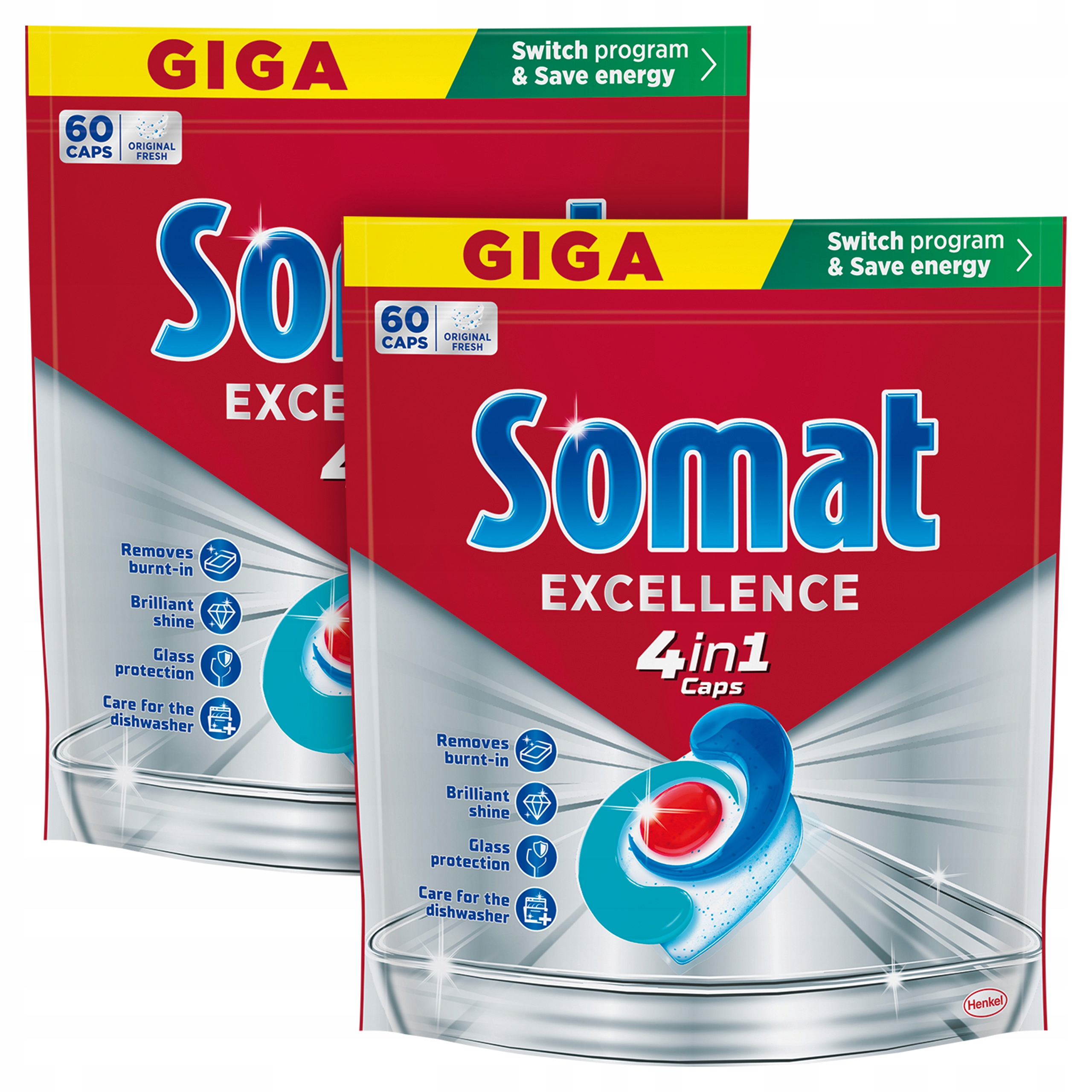Somat Excellence Kapsle do myčky nádobí 4v1 60 ks x2