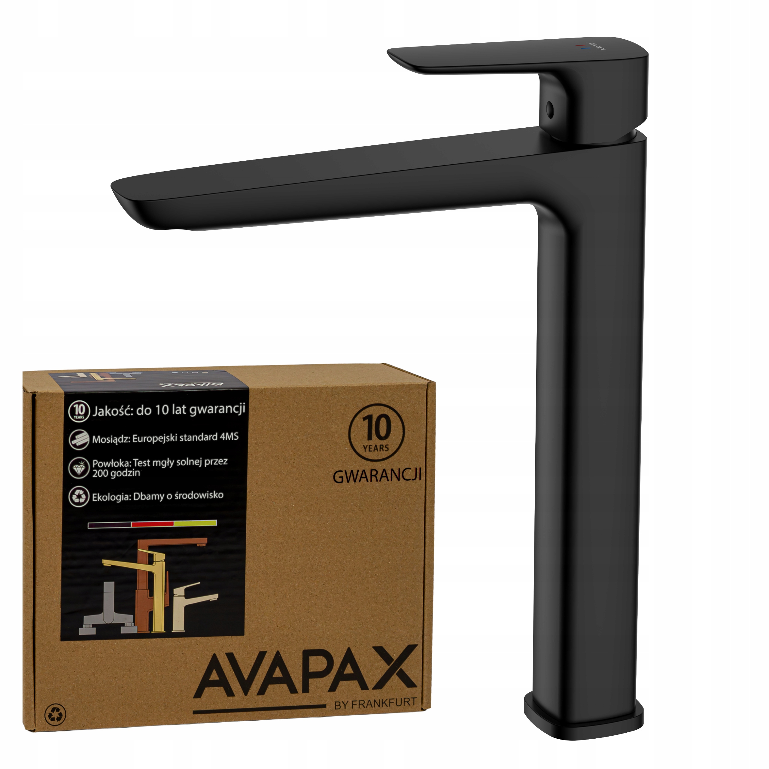 Vysoká stojanková batéria na umývadlo čierna, vodovodná batéria pre umývadlo a drez Loft Avapax