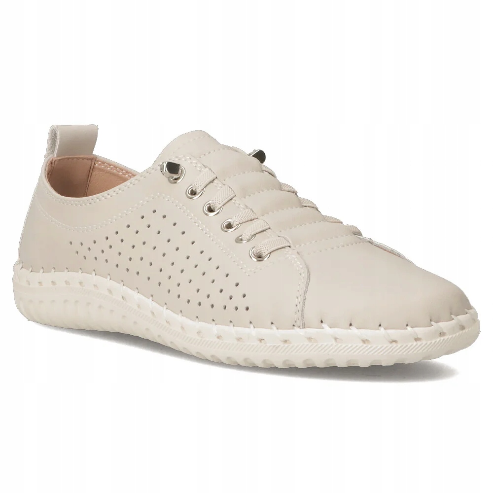 Buty damskie półbuty płaskie skórzane Filippo lekkie ażurowe r.37