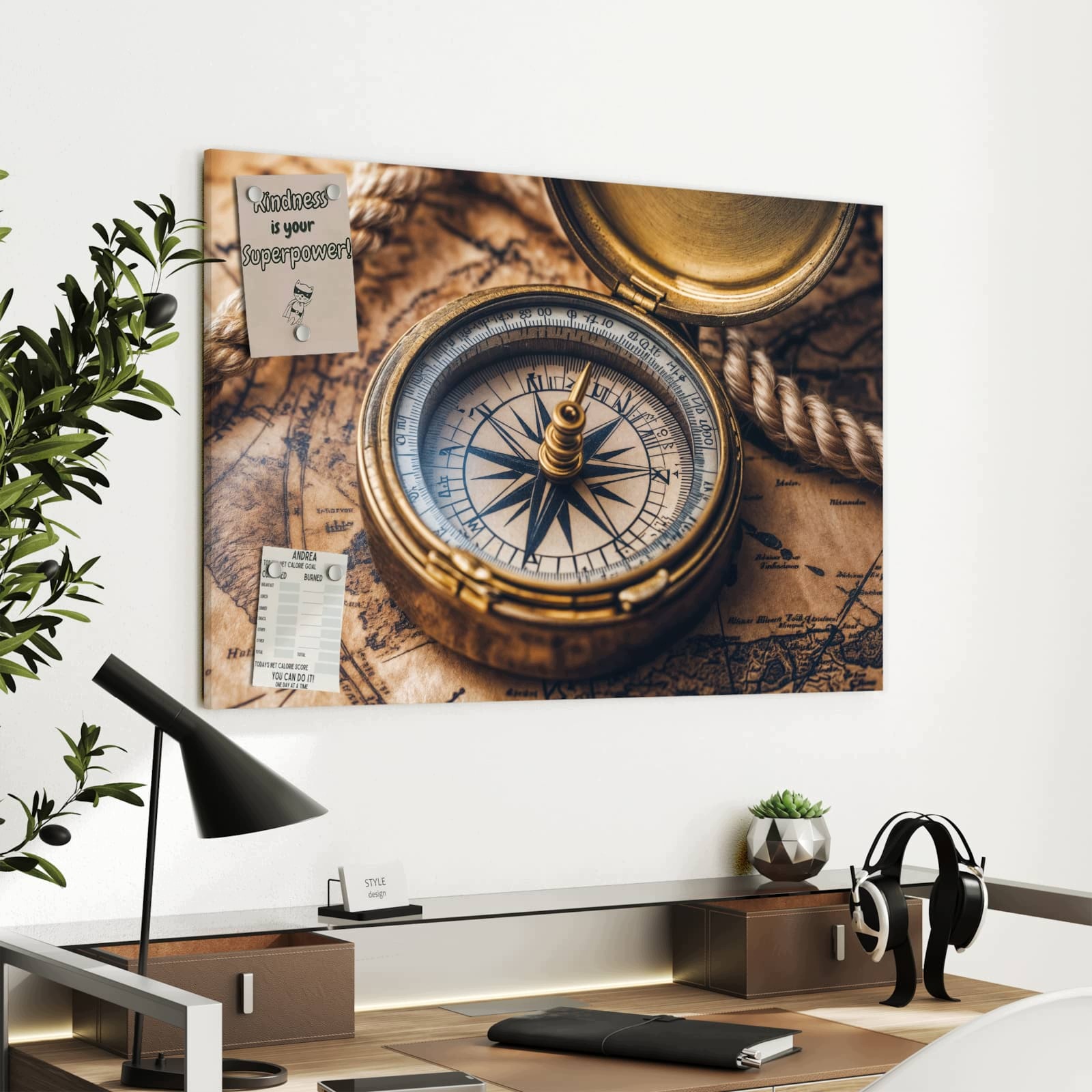 Magnetická tabule Kompas Mapa 90 × 60 cm