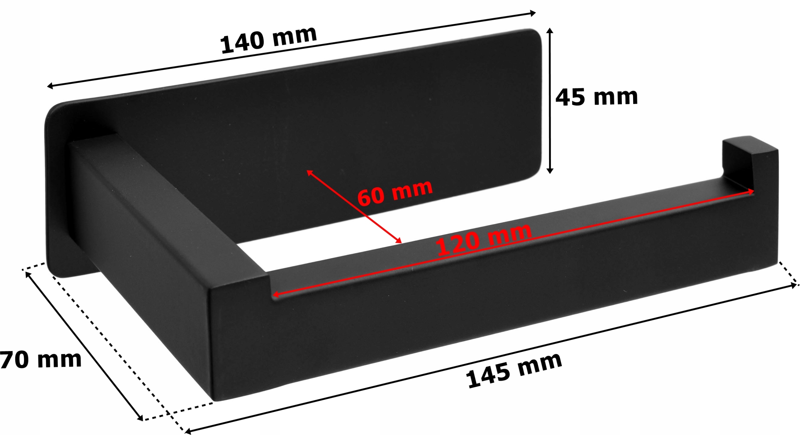 UCHWYT NA PAPIER TOALETOWY CZARNY WIESZAK LOFT ŚCIENNY PRZYKLEJANY NA KLEJ Kod producenta 5902340325674