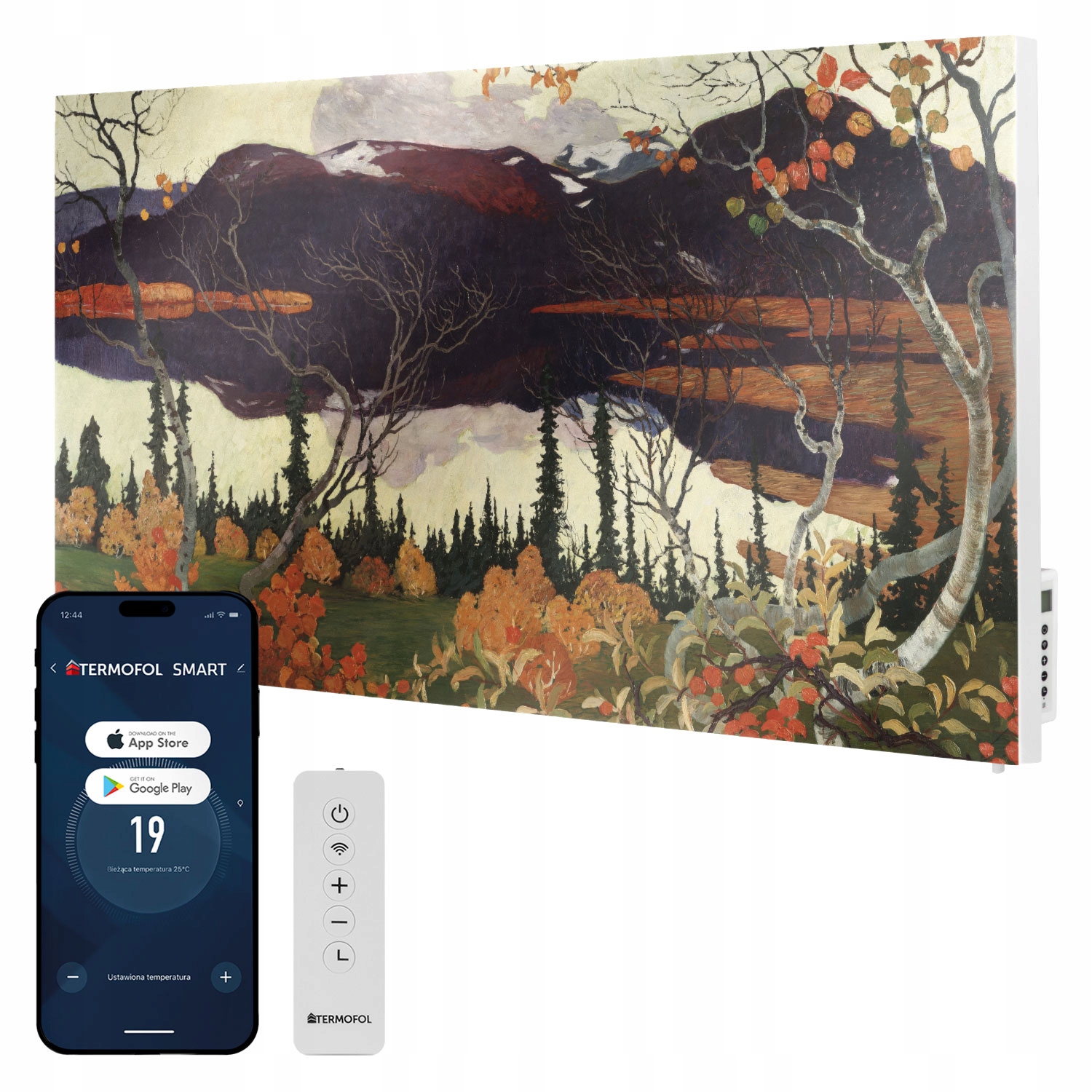 Infračervený ohrievač s obrazom Škandinávska jeseň 700 W 120 x 60 cm WiFi