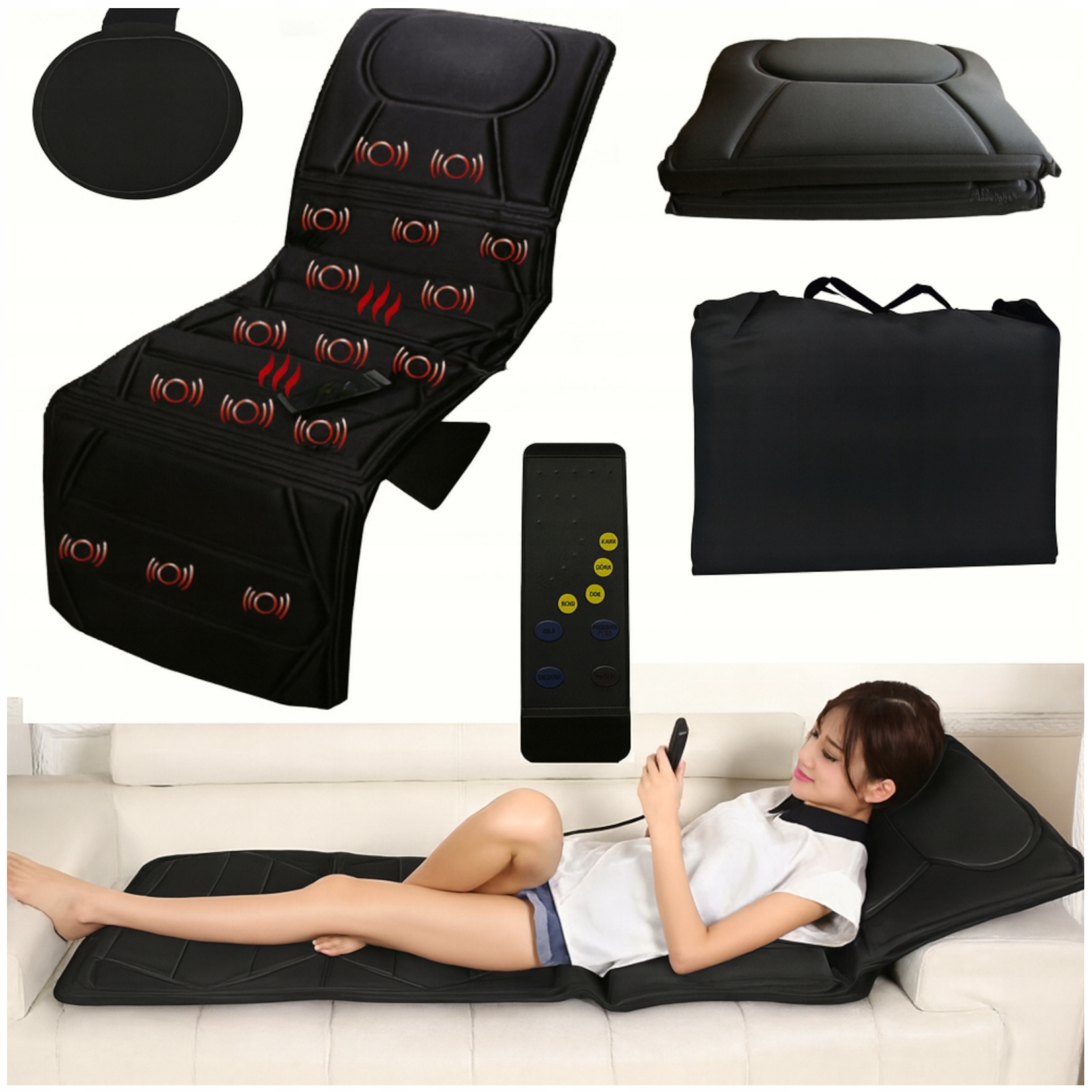 Mata masująca wibracyjna Materac masujący do masażu na łóżko 16 silników