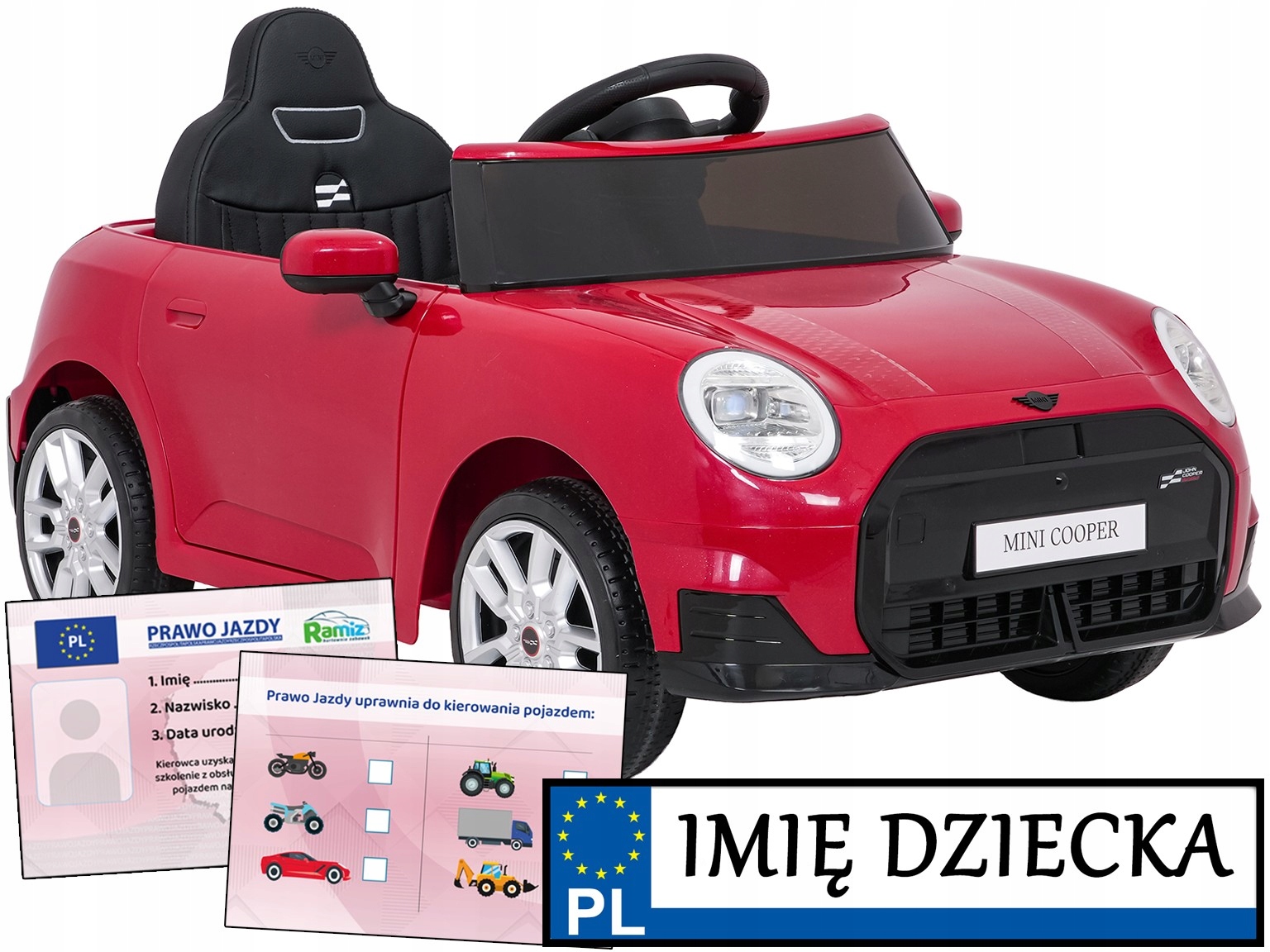 auto elektryczne dla dzieci Mini Cooper sportowy wygląd pilot koła Eva