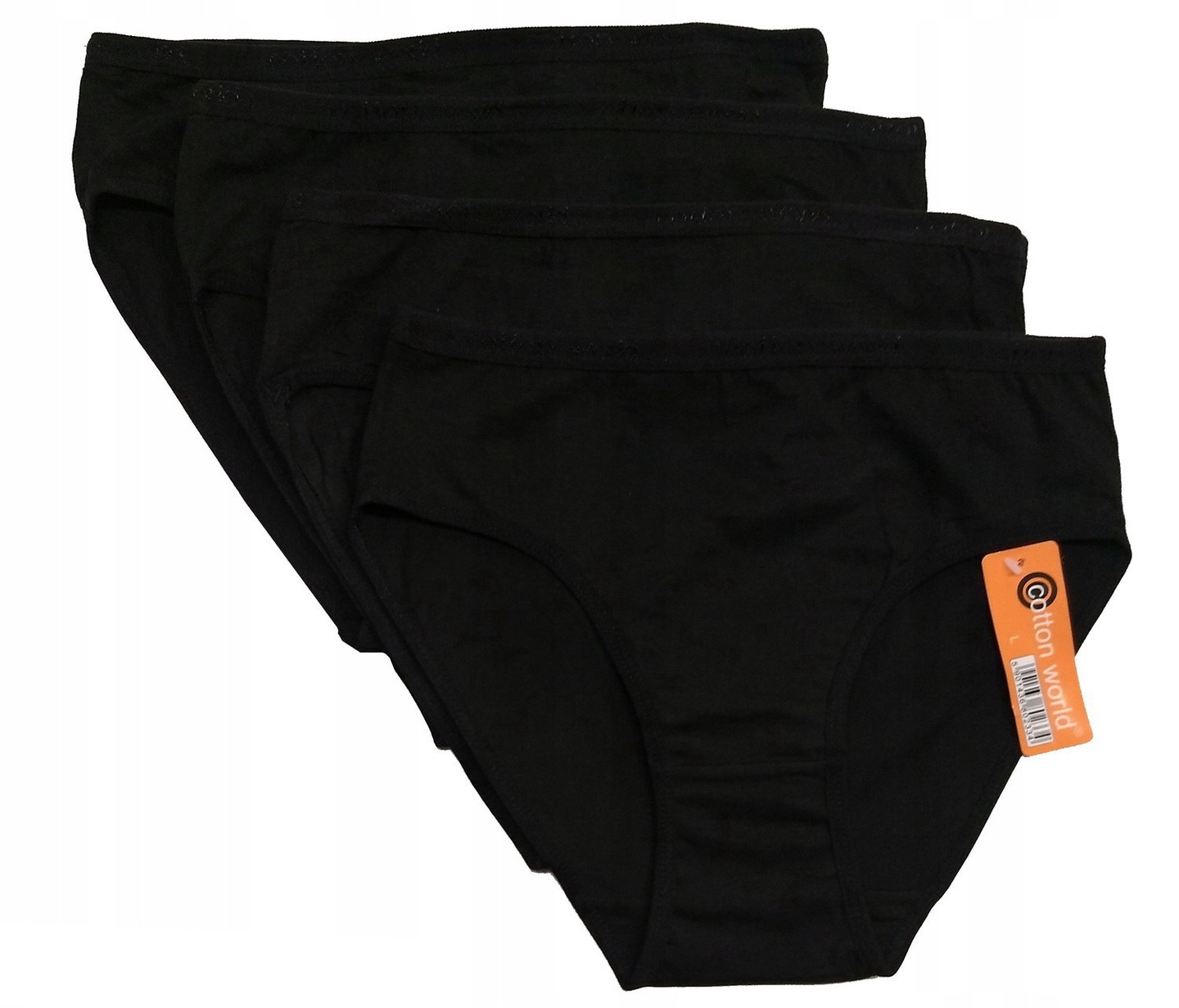 

4x Czarne Majtki figi Damskie 100% Cotton World- L