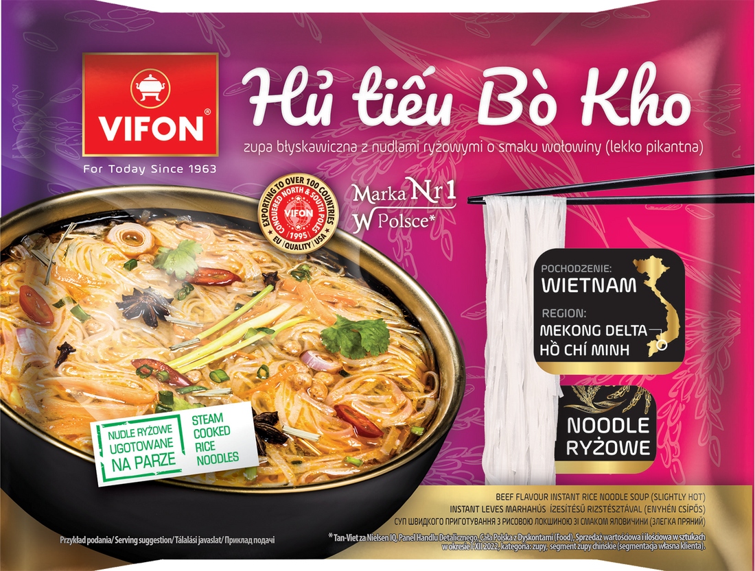 Levně 9 x Vifon – Polévka s nudlovou příchutí hovězího masa, lehce pikantní, 65 g