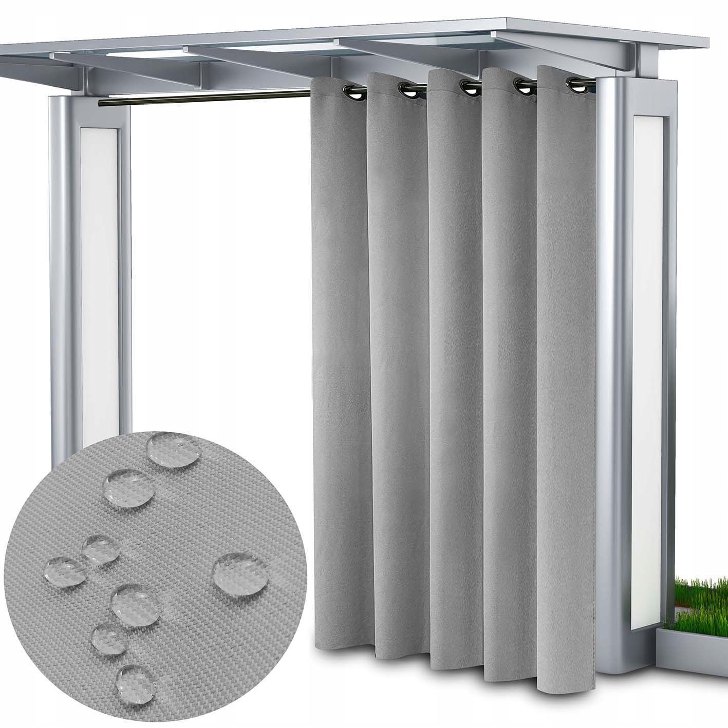 Zasłony Ogrodowe WODOODPORNE SREBNA 200x155 Zasłona do Altany Pergoli Taras