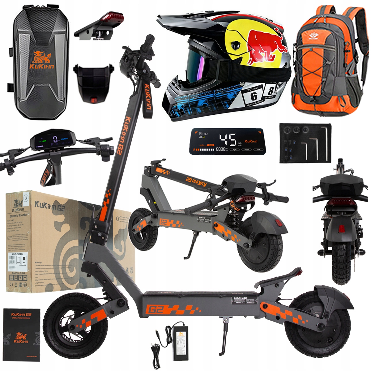 Kukirin G2 2026 Nové skládací elektrické vozidlo 1200W 45KM/H 15Ah 48V 10"