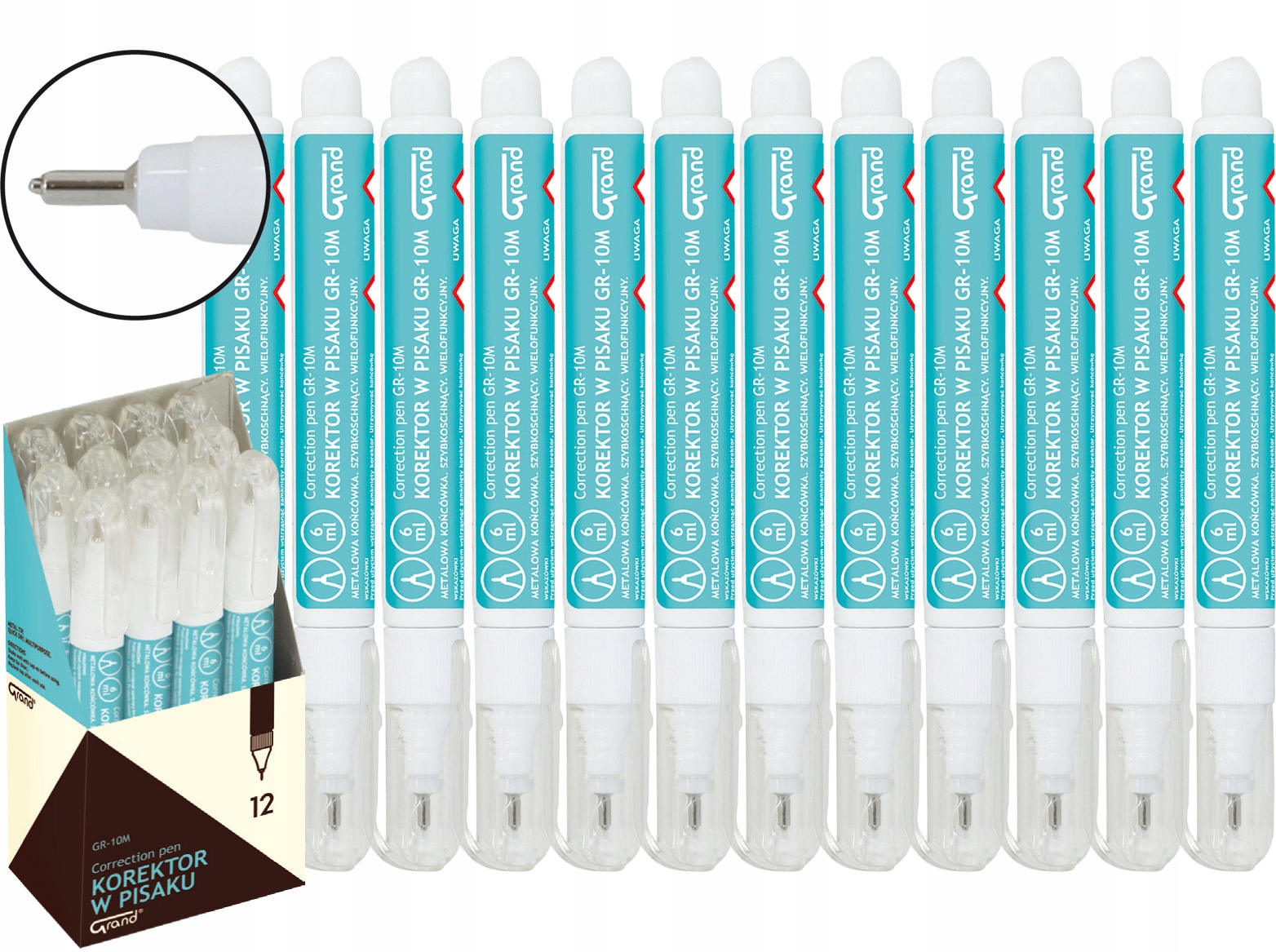 

12x korektor Grand metalowa końcówka GR-10 M 6ml