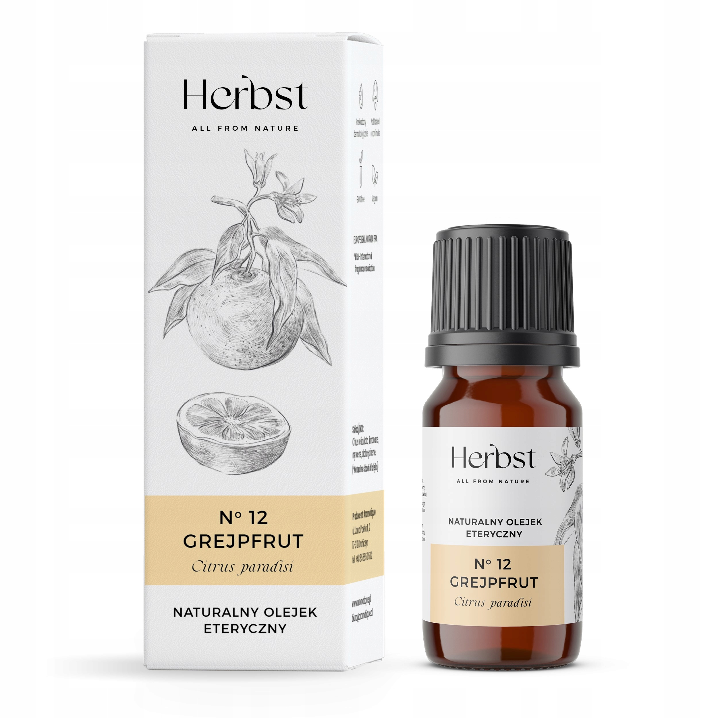 Olejek Eteryczny Grejpfrut Czerwony Herbst Aromatique 100% Naturalny