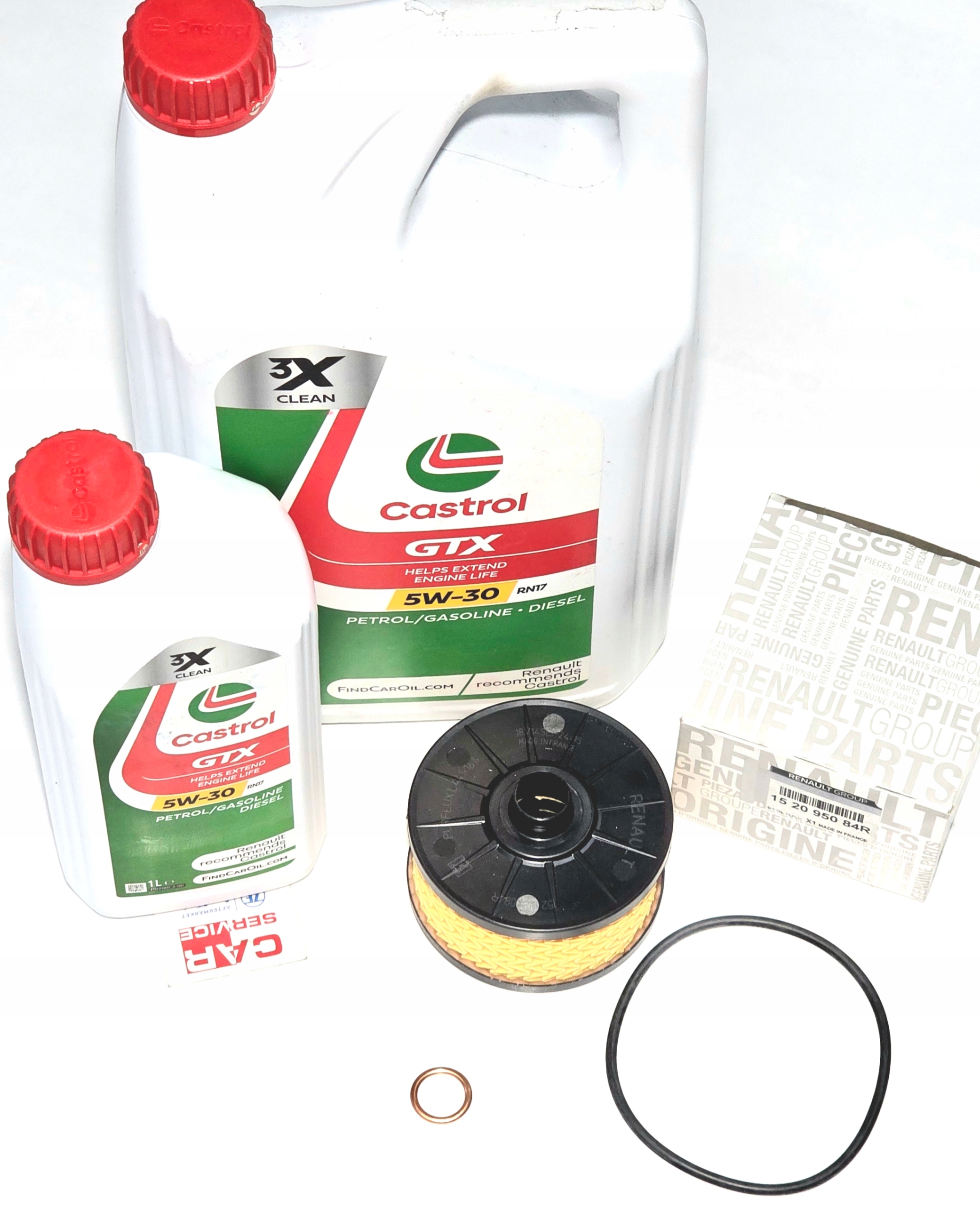 6l Olej Castrol Gtx 5W30 RN17 filtr 152095084r Renault Kadjar 1.3 Tce