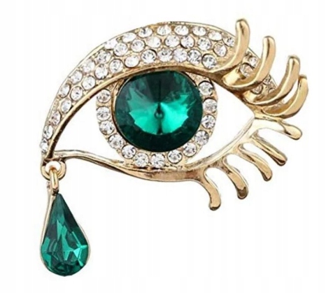

Broszka Zielone Oko złoty kryształowe ozdoba Lux