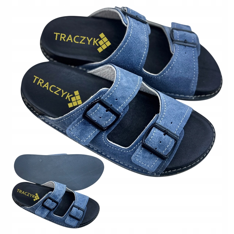 Nazouváky Traczyk z Přírodní Kůže, Tmavě Modré, nastavitelné, profilované, vel. 42