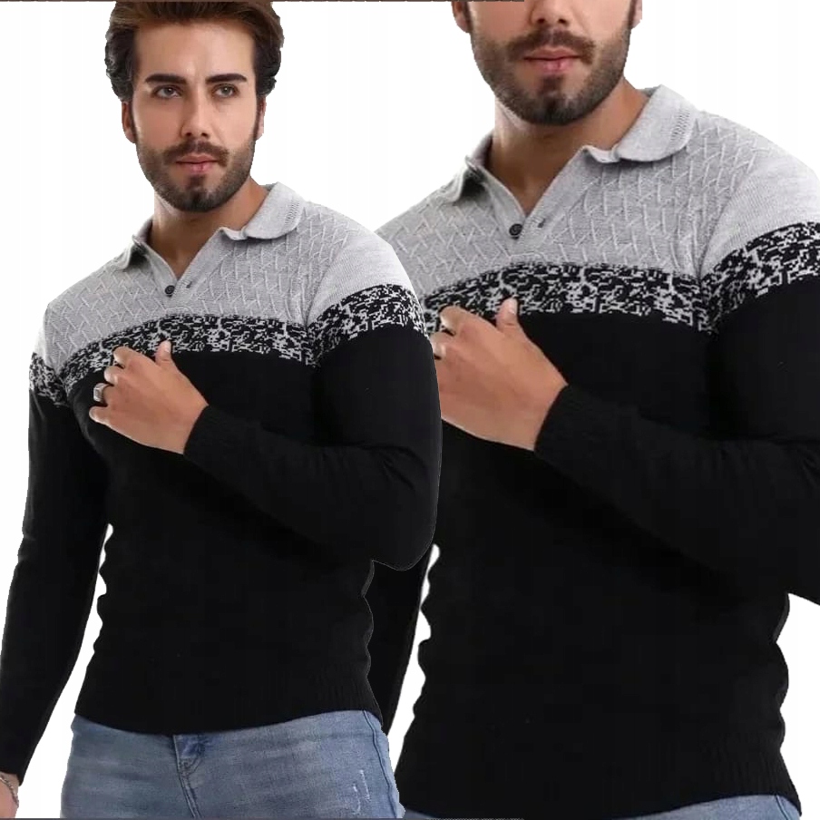 Pánský svetr Polo Vlna elastický s límcem