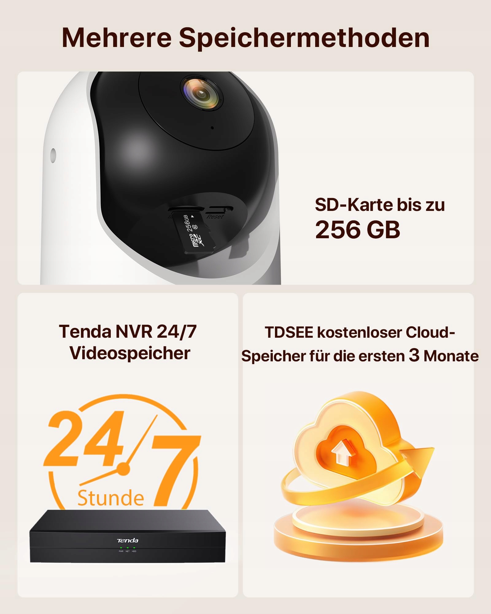 TENDA Kamera Wewnętrzna 2K Wi-Fi 6 3MP Audio Nocny Alarm SD Karta — miniatura 9